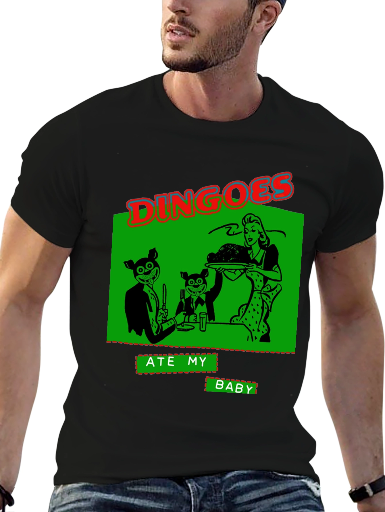 Black Dingoes Ate My Baby Graphic T-Shirt - Novelty Humor Tee view 6
