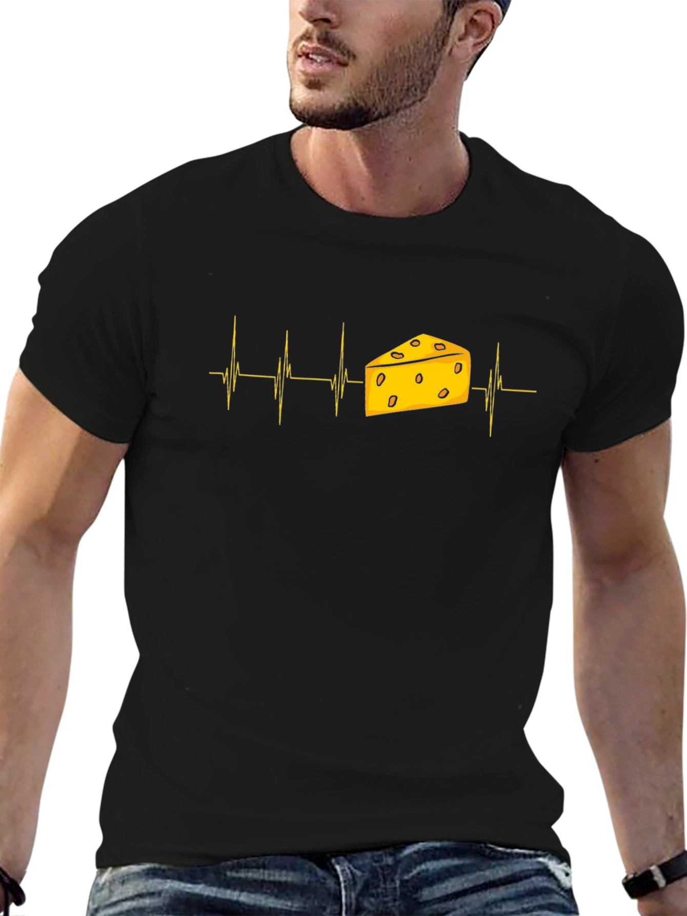 Black Cheese Heartbeat T-Shirt view 6