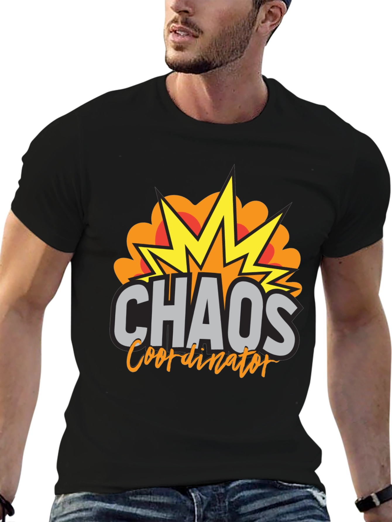 Black Chaos Coordinator T-Shirt - Funny Graphic Tee view 6