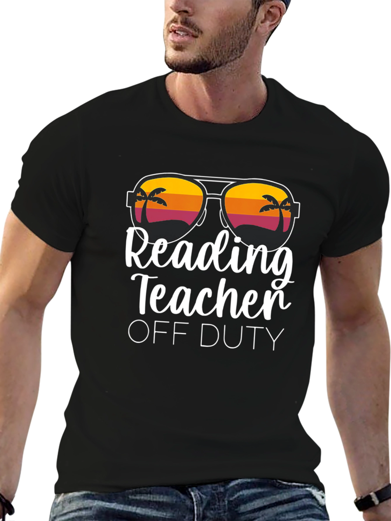 Reading Teacher Off Duty T-Shirt - Black Cotton Tee - 6
