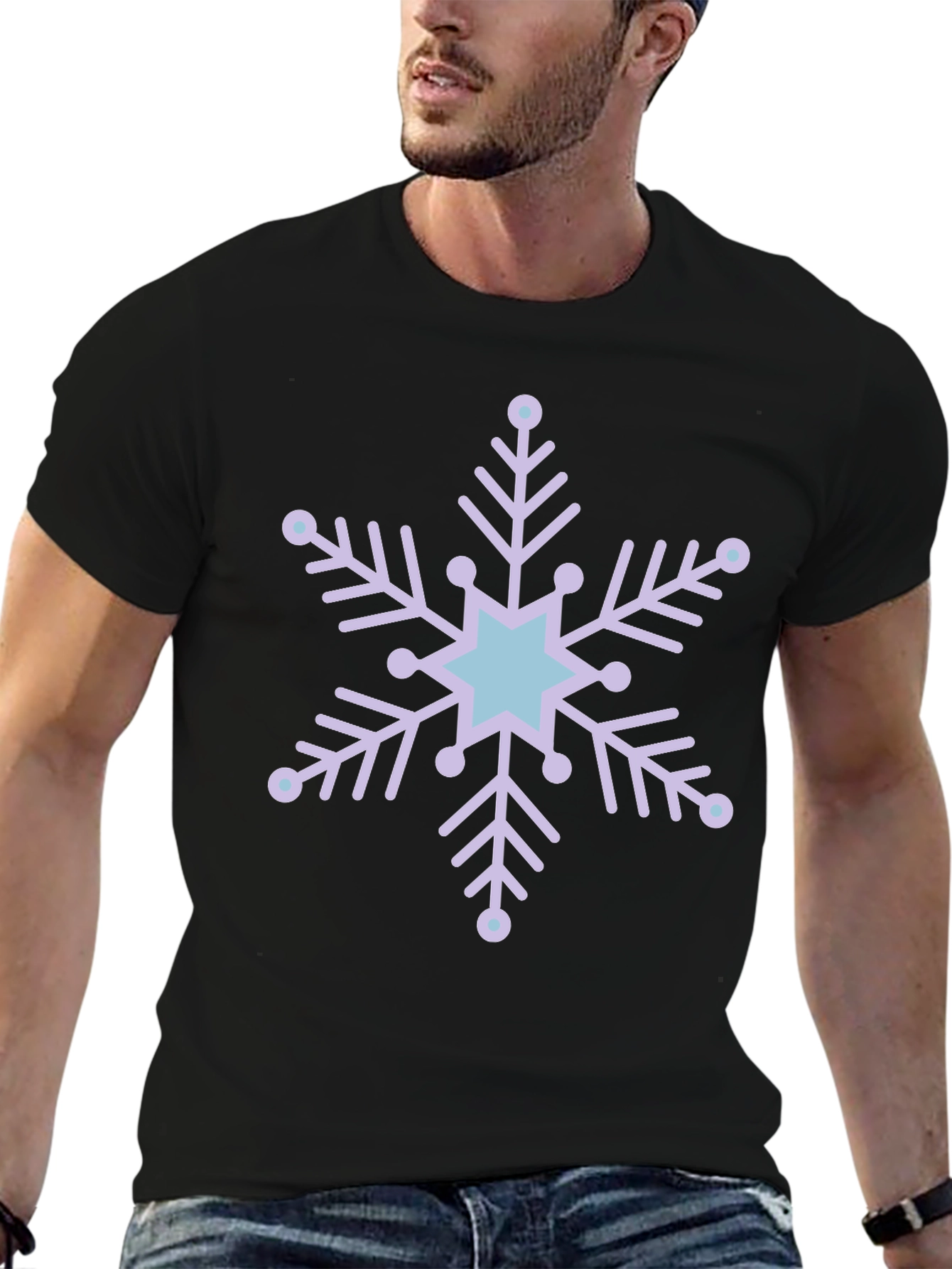Black Snowflake Graphic Tee - Winter Holiday Style view 6