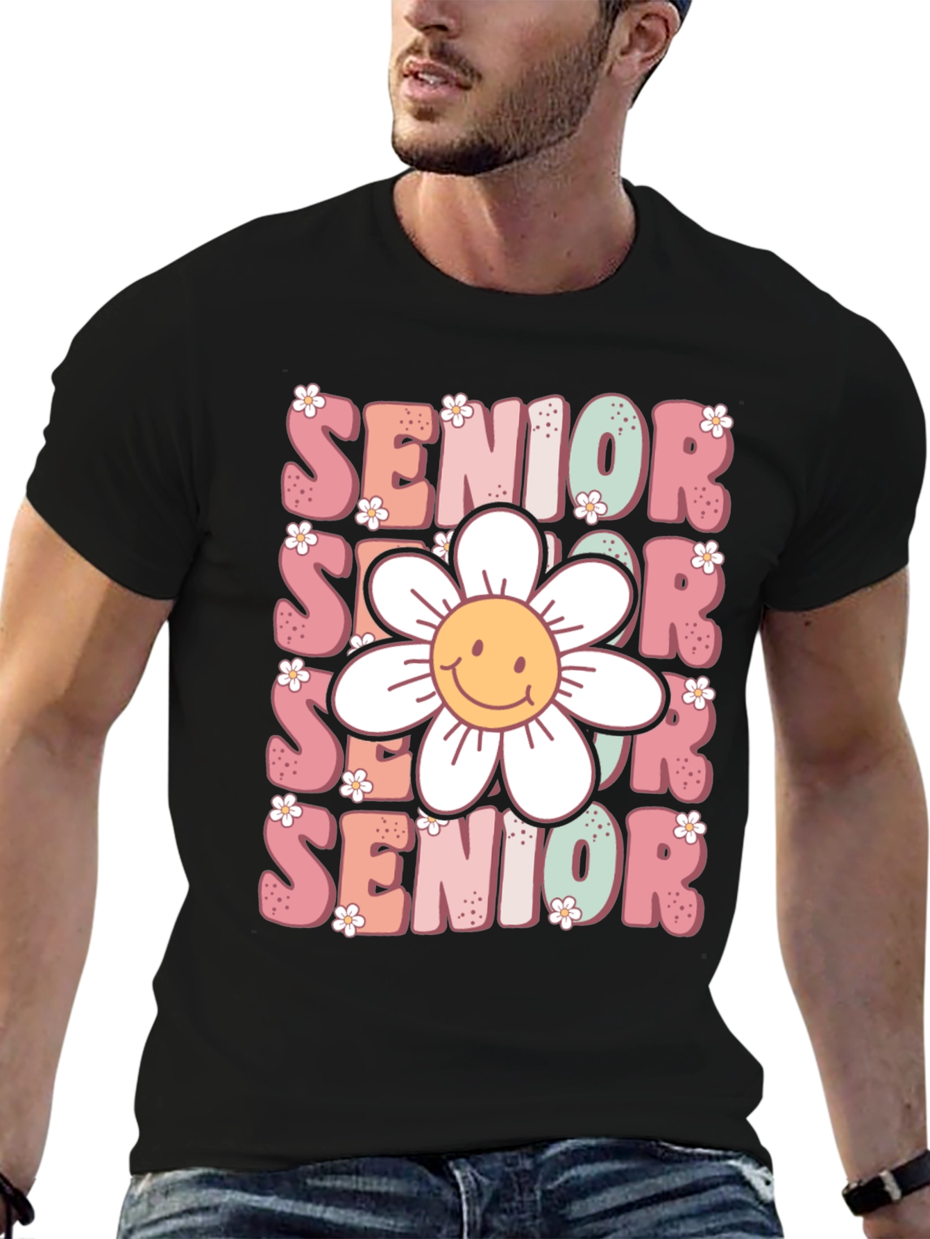 Black Senior Flower Graphic Tee view 6