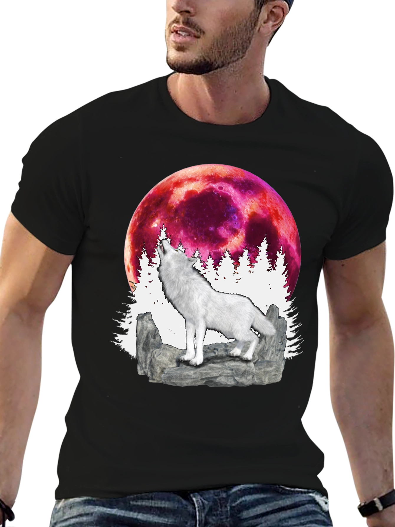 Black Wolf Moon Graphic T-Shirt view 6