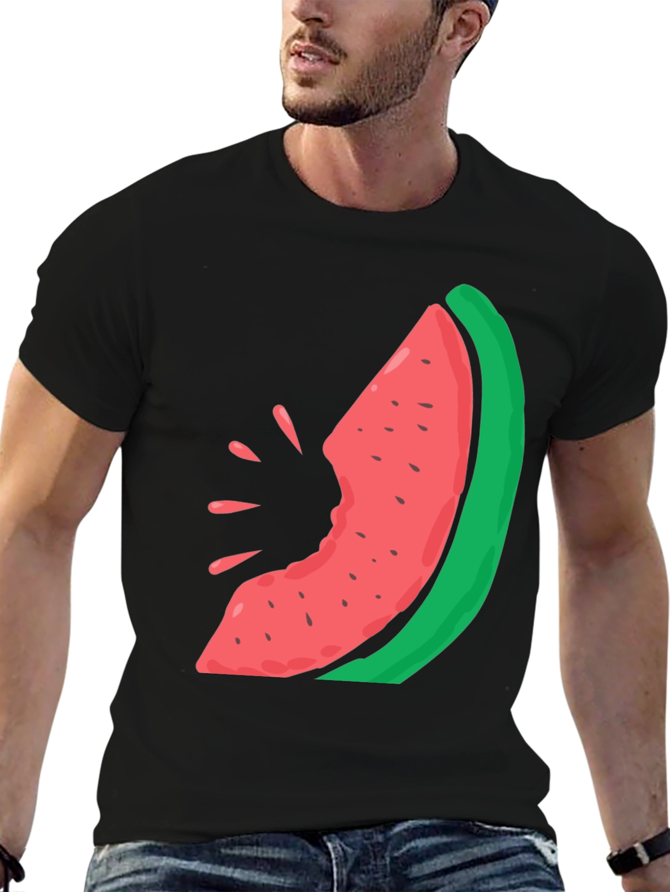 Black Watermelon Bite Graphic Tee - Casual Summer Style view 6