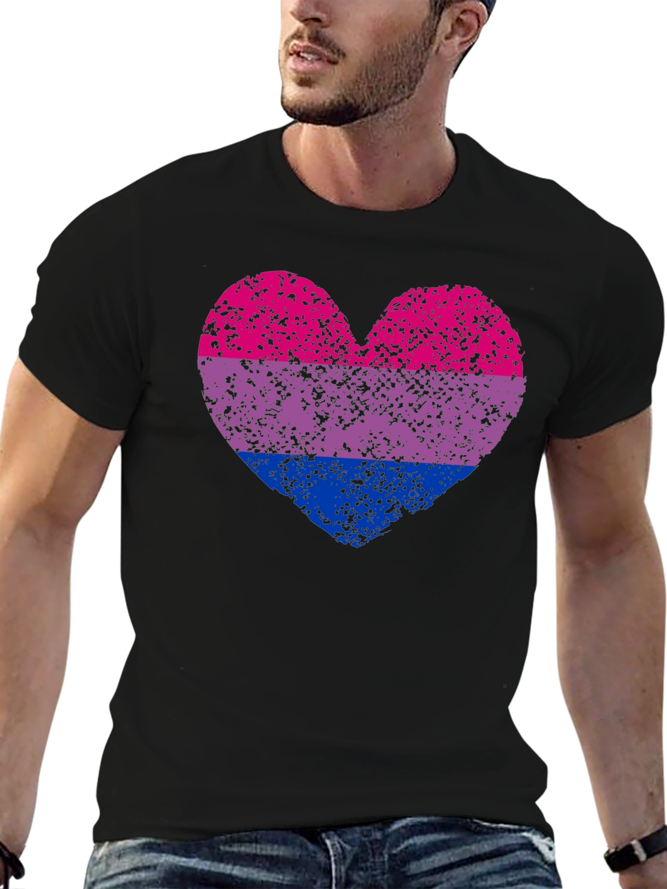Bi Pride Heart Graphic T-Shirt - 6