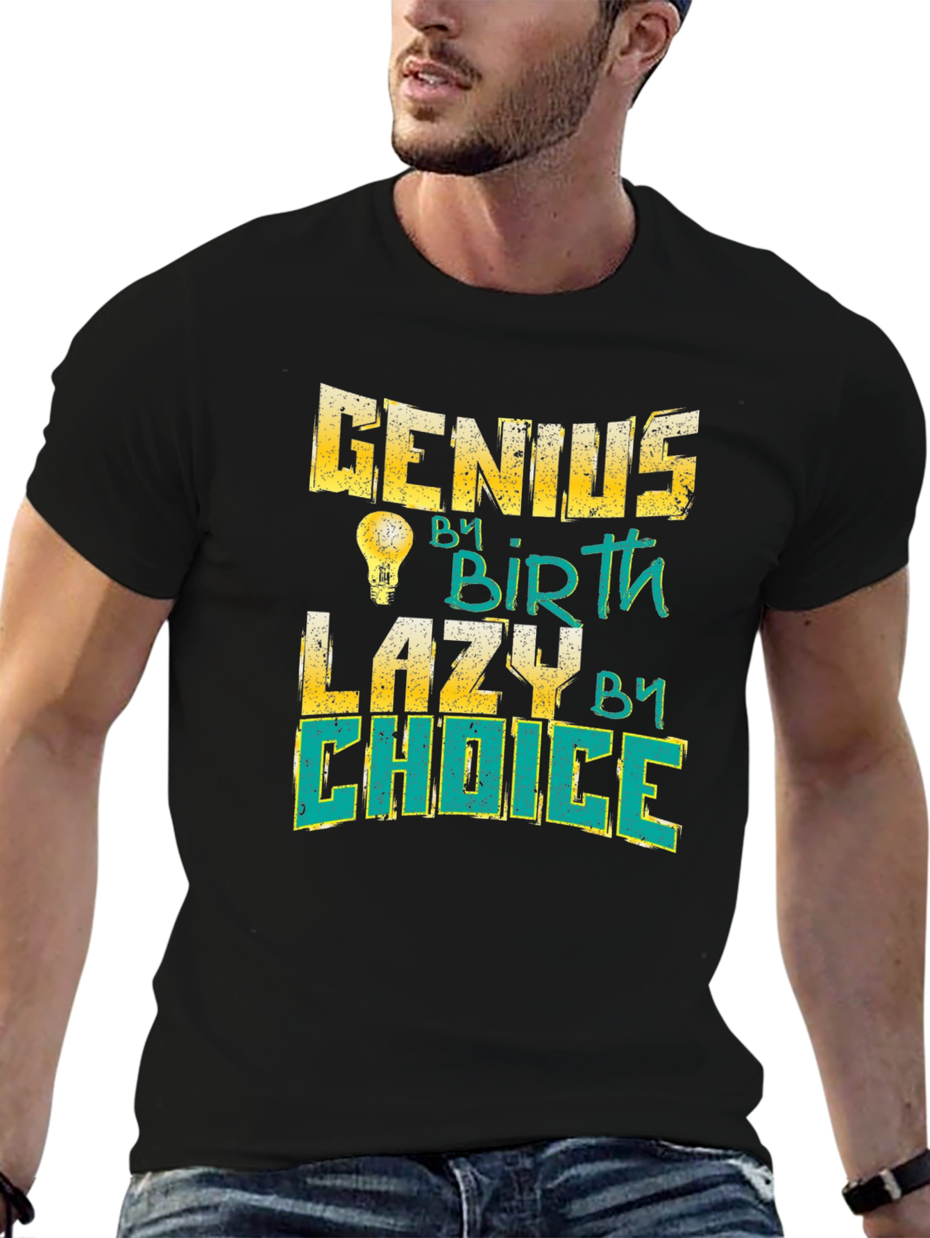 Black Genius By Birth Lazy By Choice Black T-Shirt view 6
