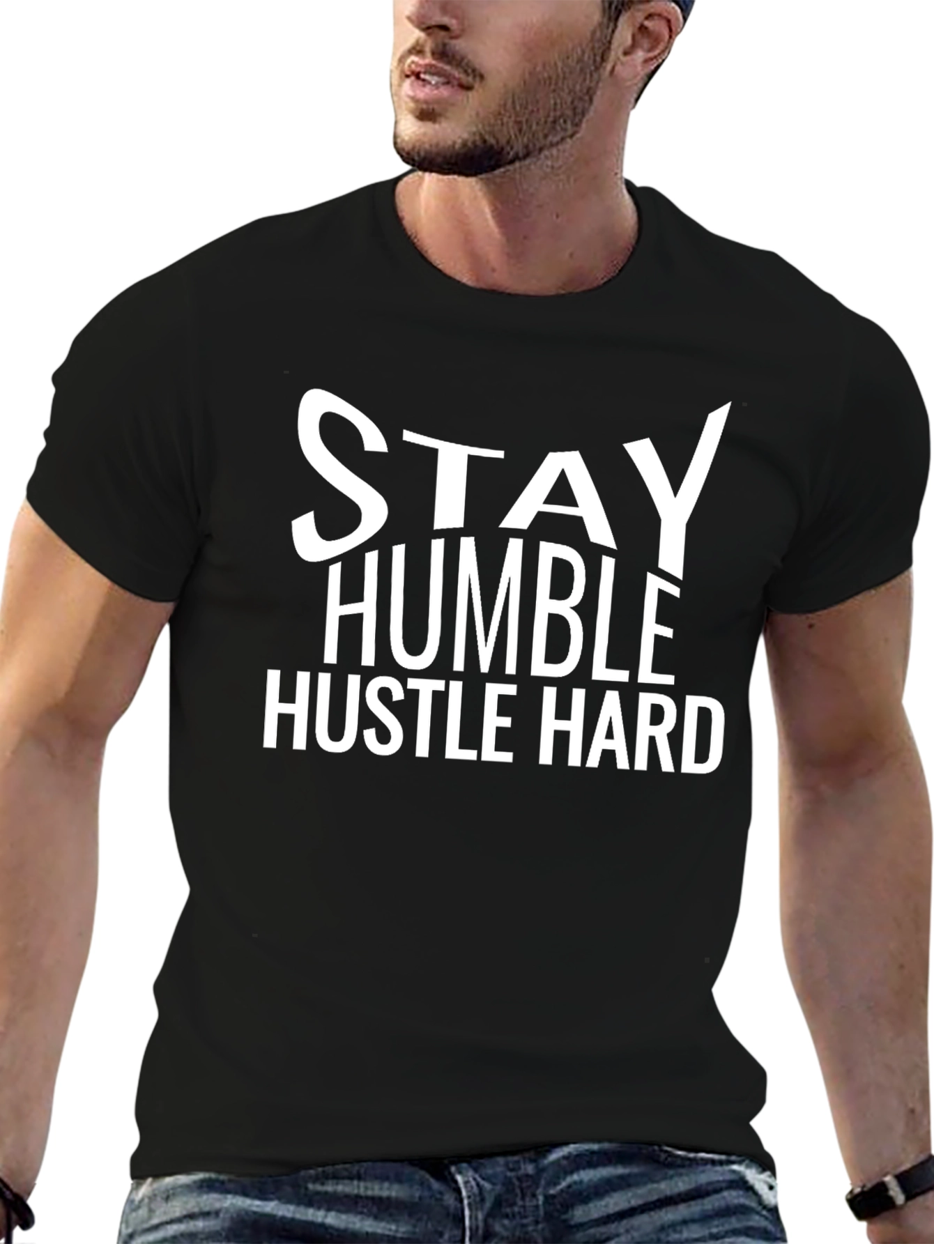 Black Stay Humble Hustle Hard Graphic Tee view 6