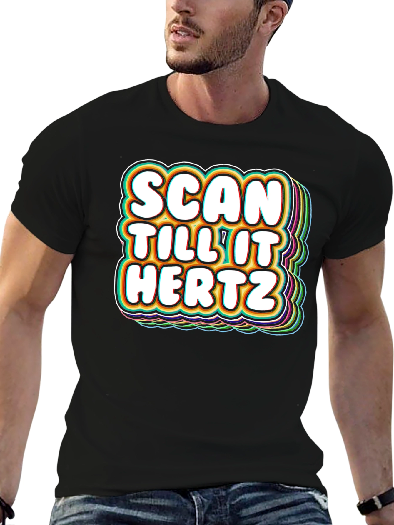 Black Scan Till It Hertz T-Shirt Funny Groovy Graphic Tee view 6
