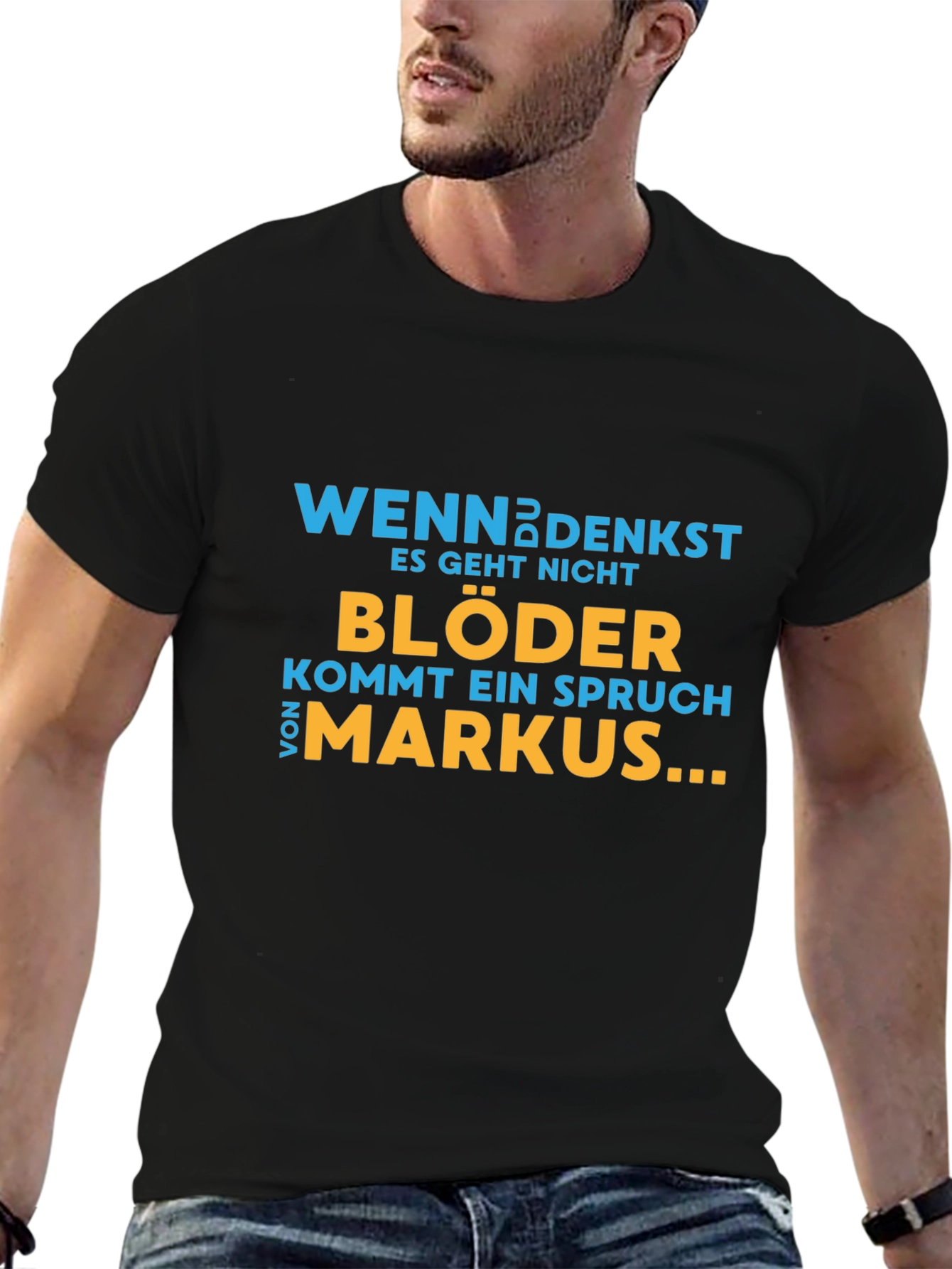 Black Funny German Quote T-Shirt - Markus view 6