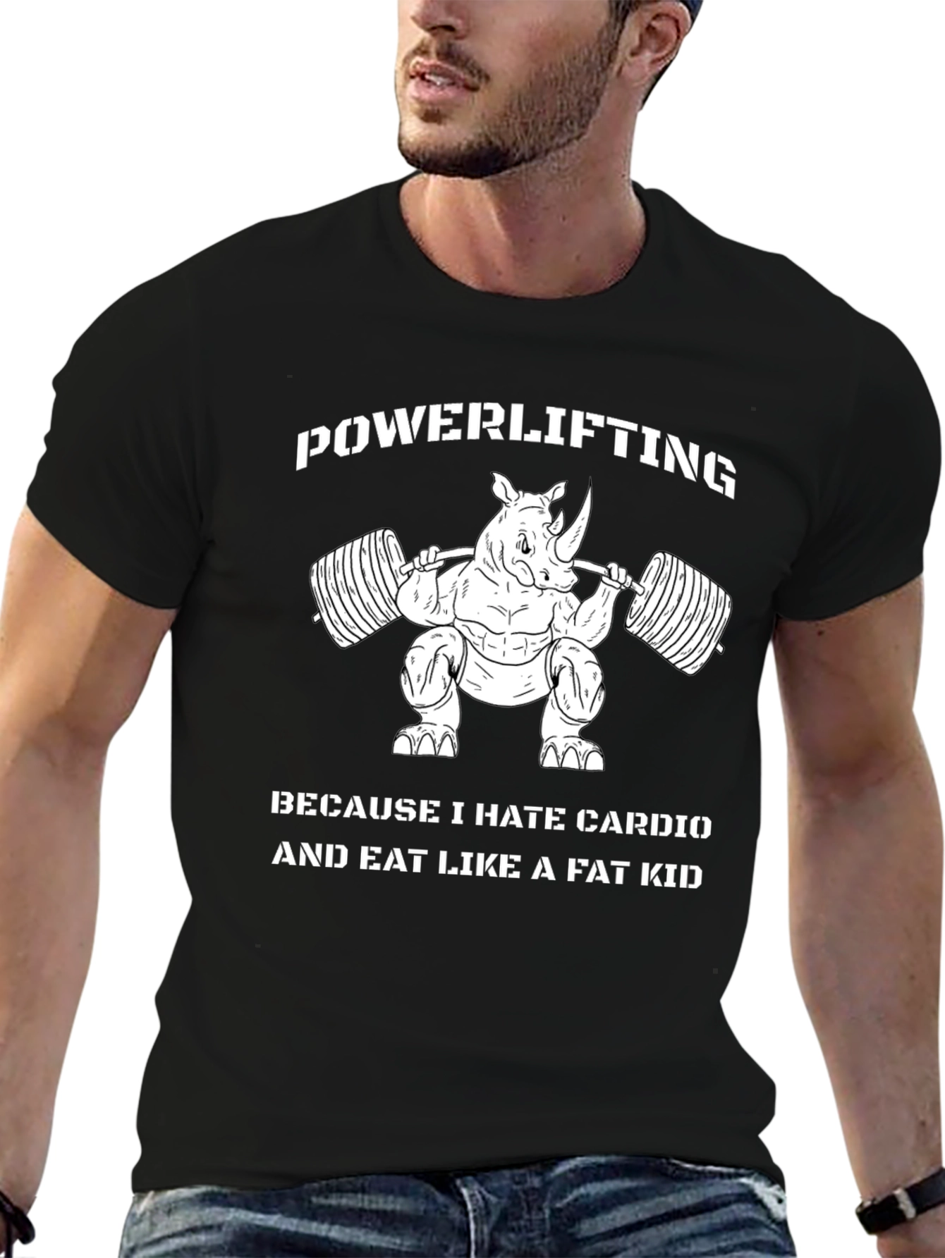 Black Powerlifting Rhino Black T-Shirt view 6