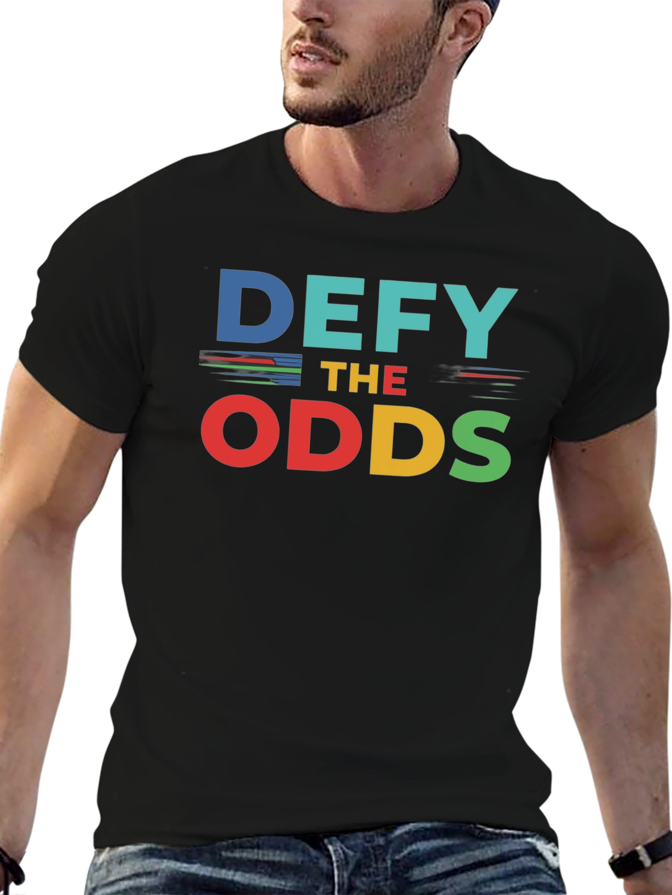 Black Defy the Odds Graphic Tee - Motivational Shirt view 6