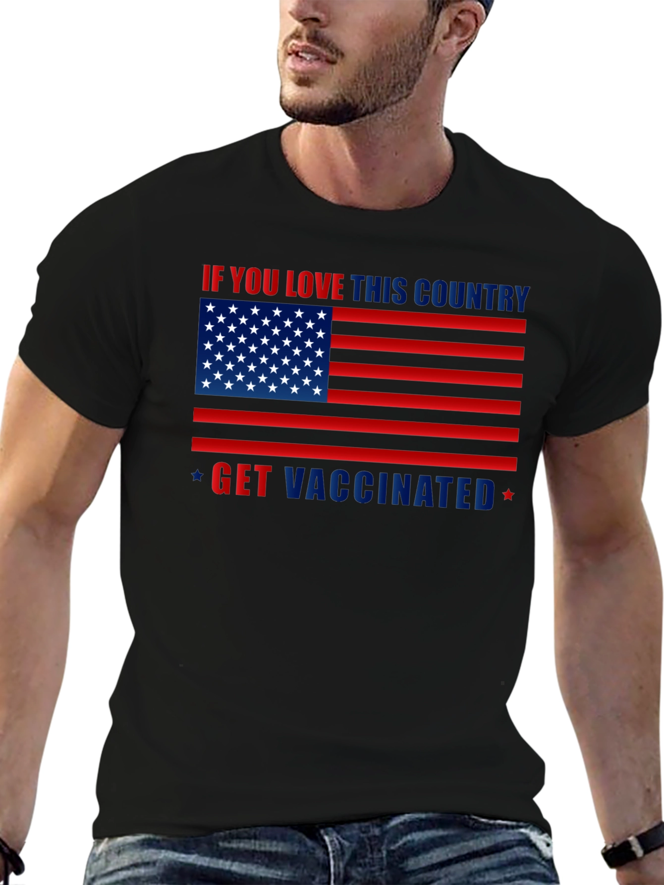 Black Patriotic Vaccination T-Shirt view 6