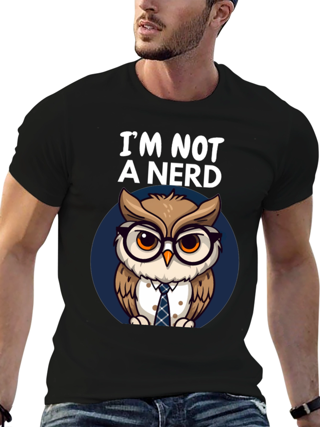 Black I'm Not A Nerd Owl T-Shirt view 6