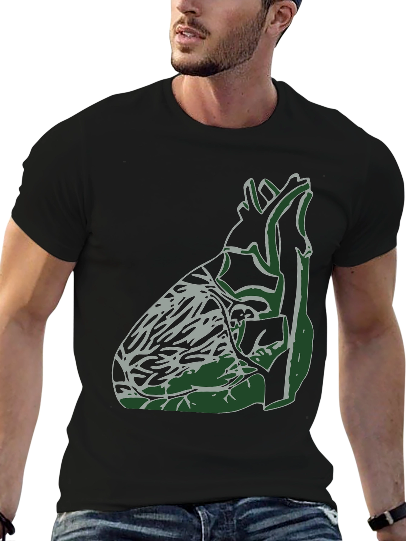 Black Anatomical Heart Graphic Tee - Unique Design view 6