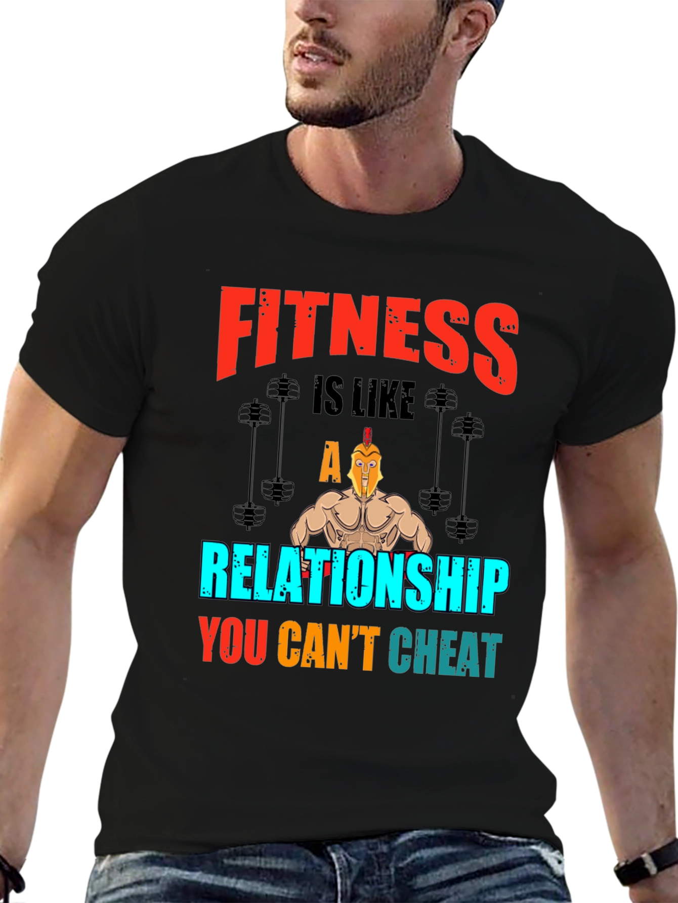 Black Fitness Relationship Graphic Tee view 6