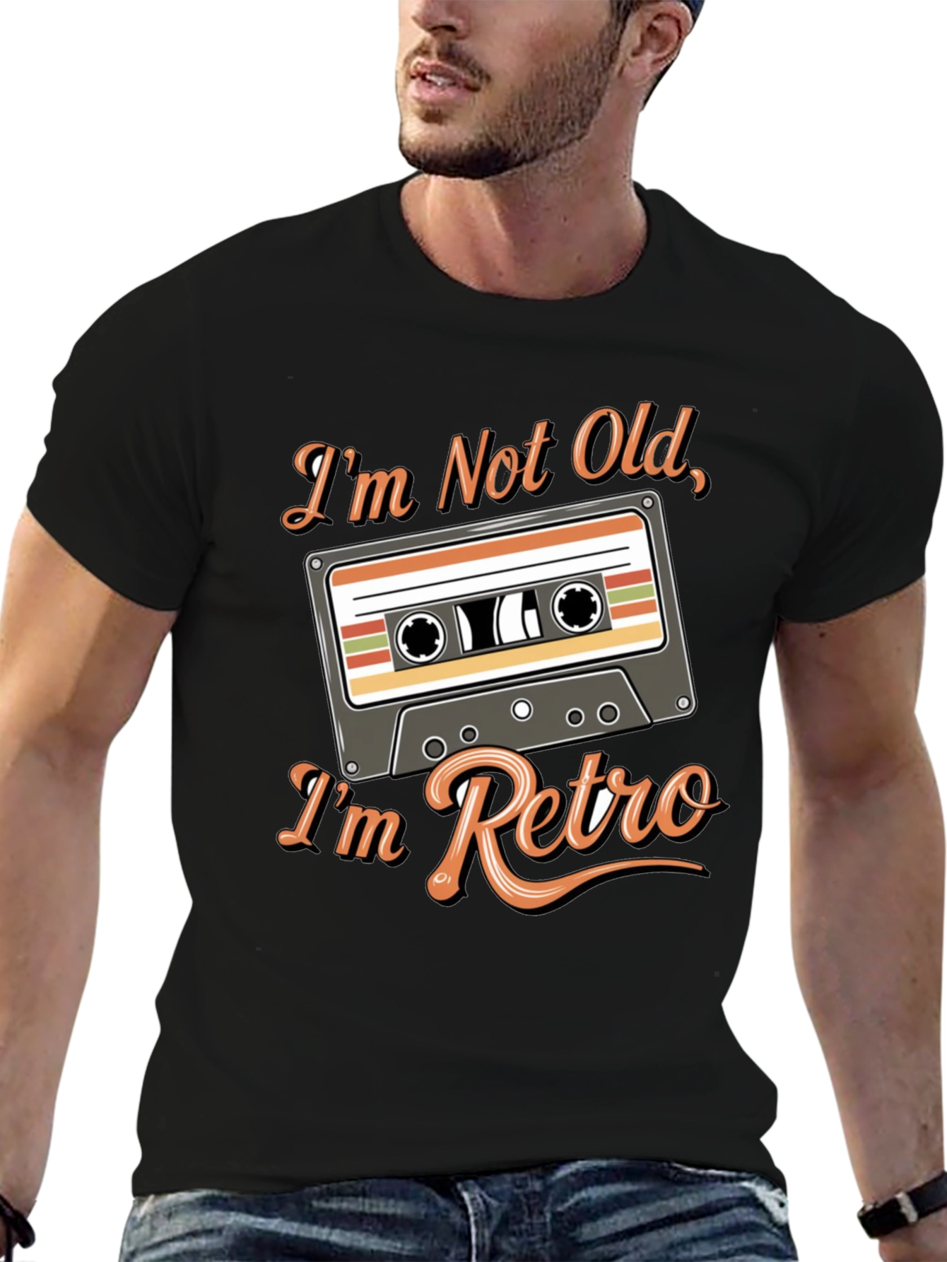 Black Retro Cassette Tape T-Shirt - I'm Not Old view 6