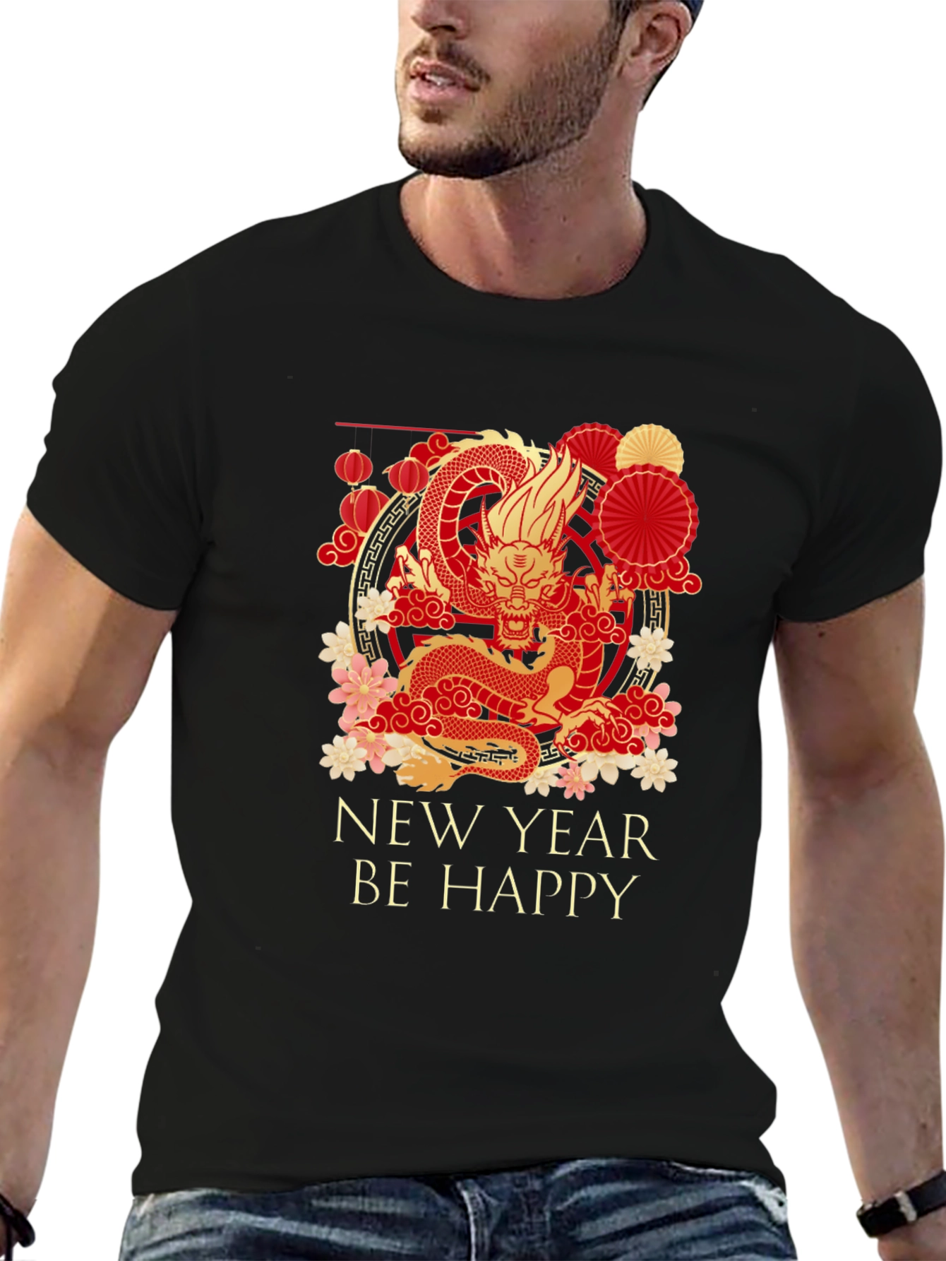 Black Chinese Dragon New Year T-Shirt view 6