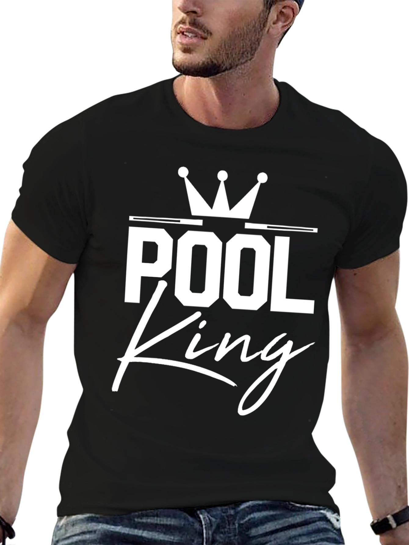 Black Pool King Graphic Tee - Cool Billiards T-Shirt view 6