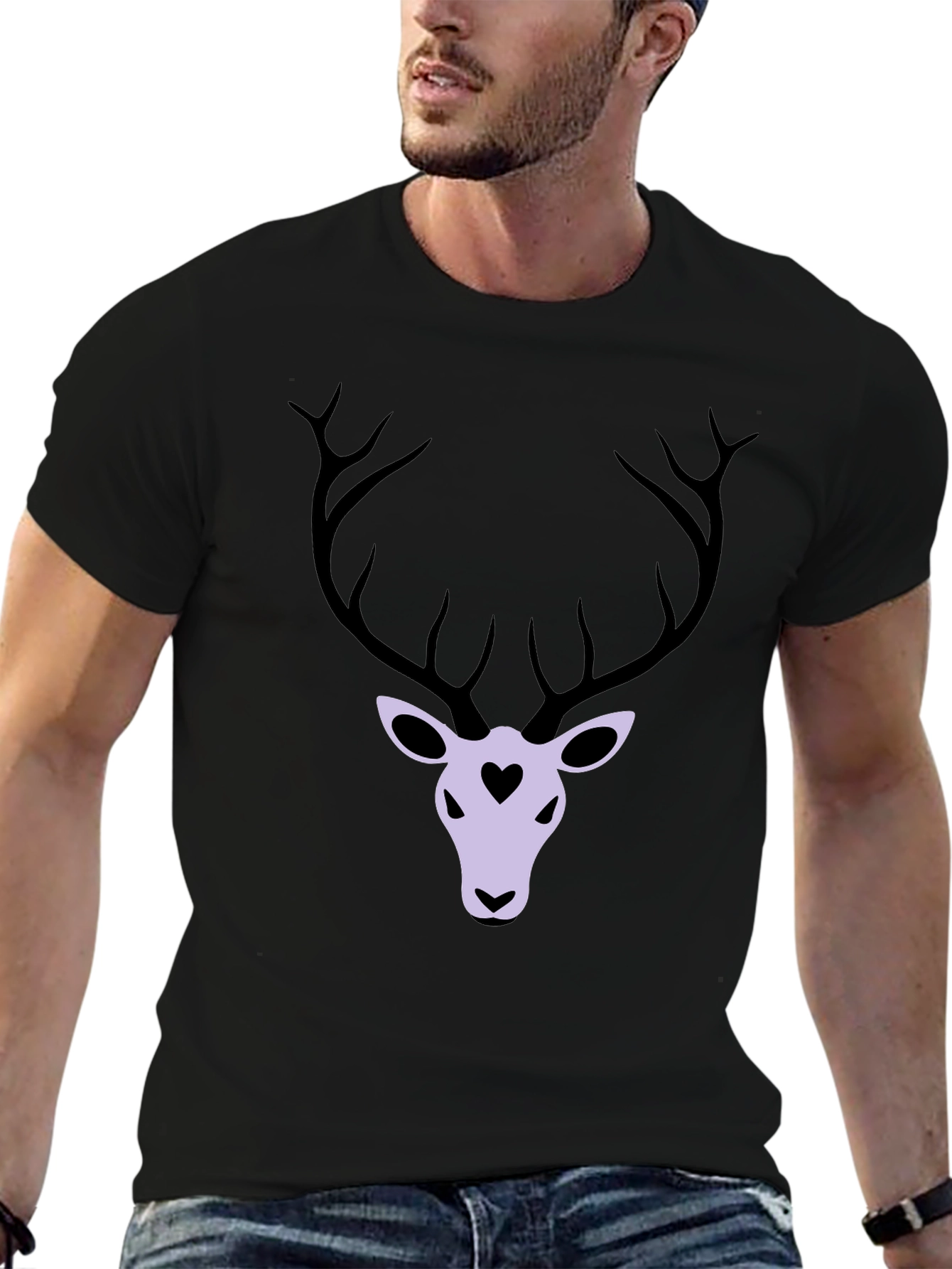 Black Deer Heart Graphic T-Shirt - Black view 6