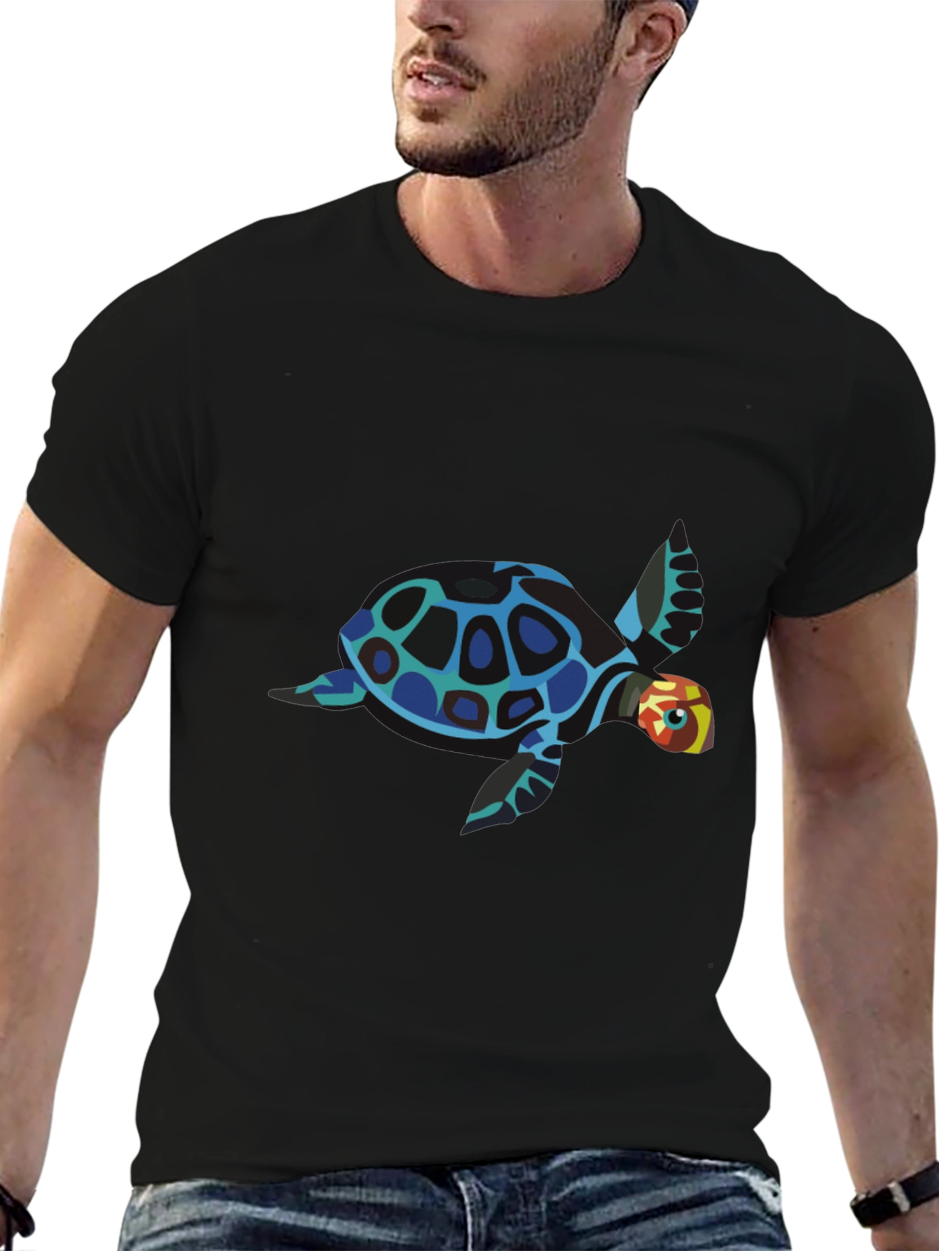 Black Sea Turtle Graphic Tee - Black view 6