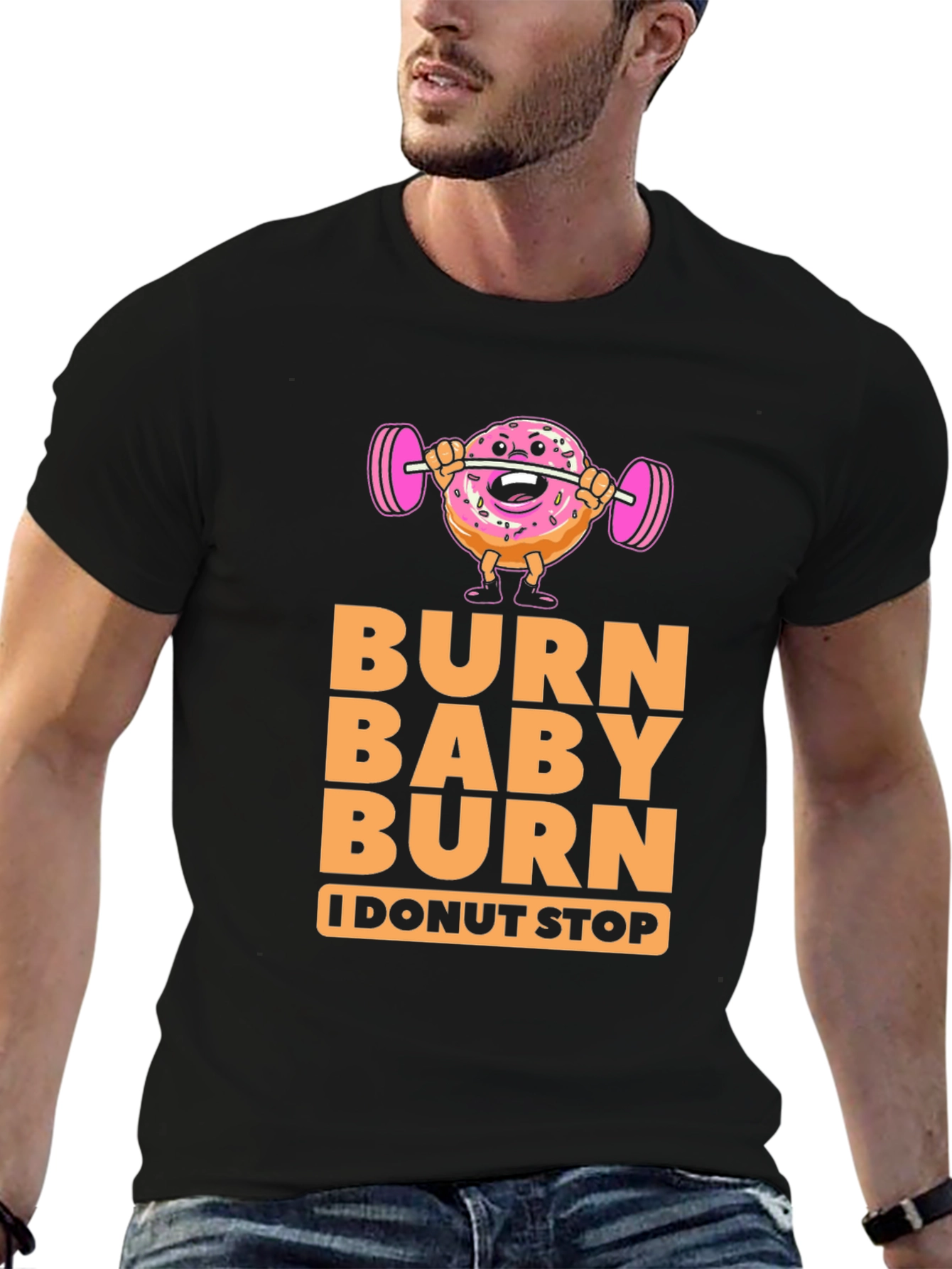 Black Burn Baby Burn Donut Workout T-Shirt view 6