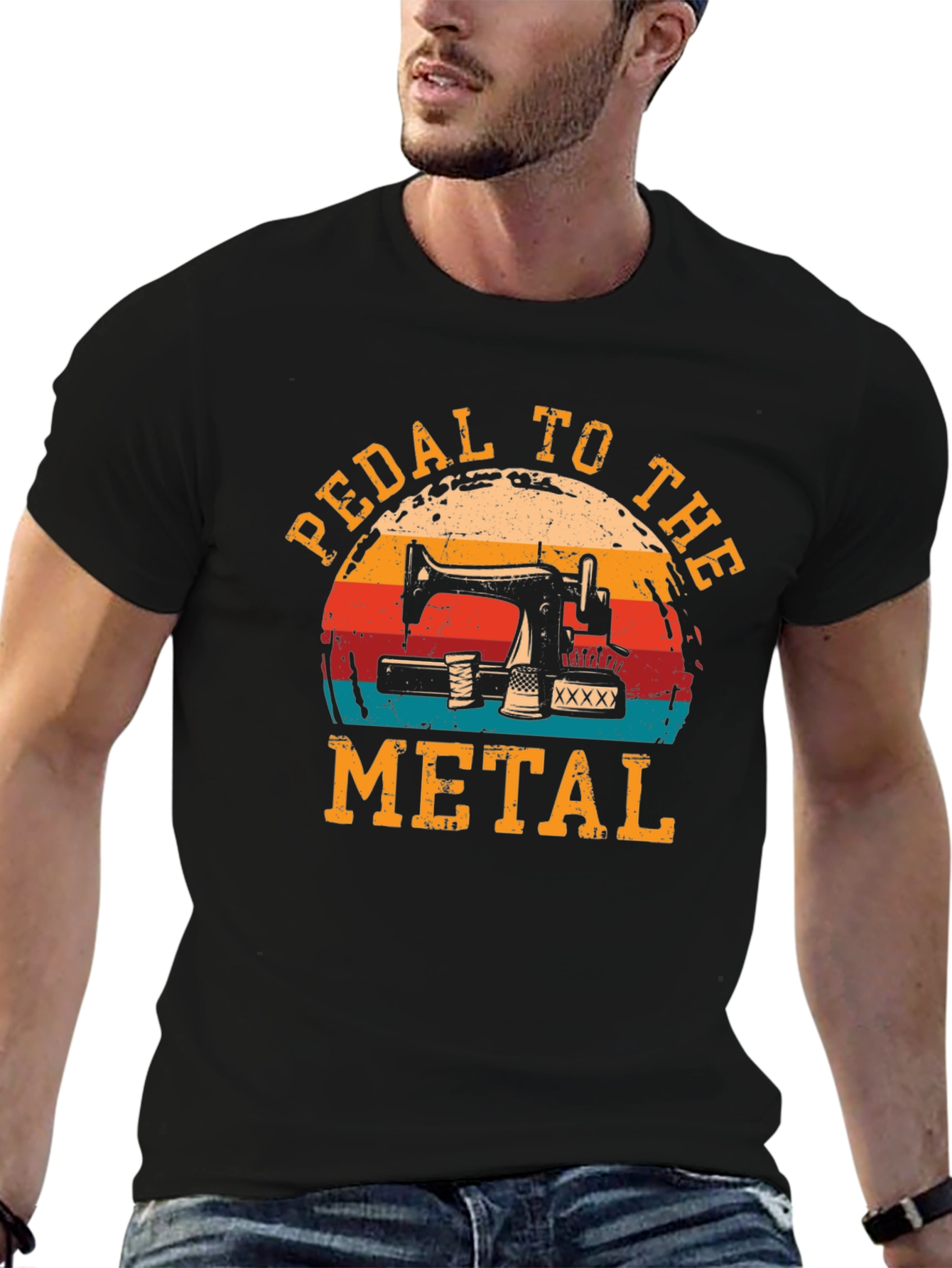 Black Pedal to the Metal Sewing T-Shirt view 6