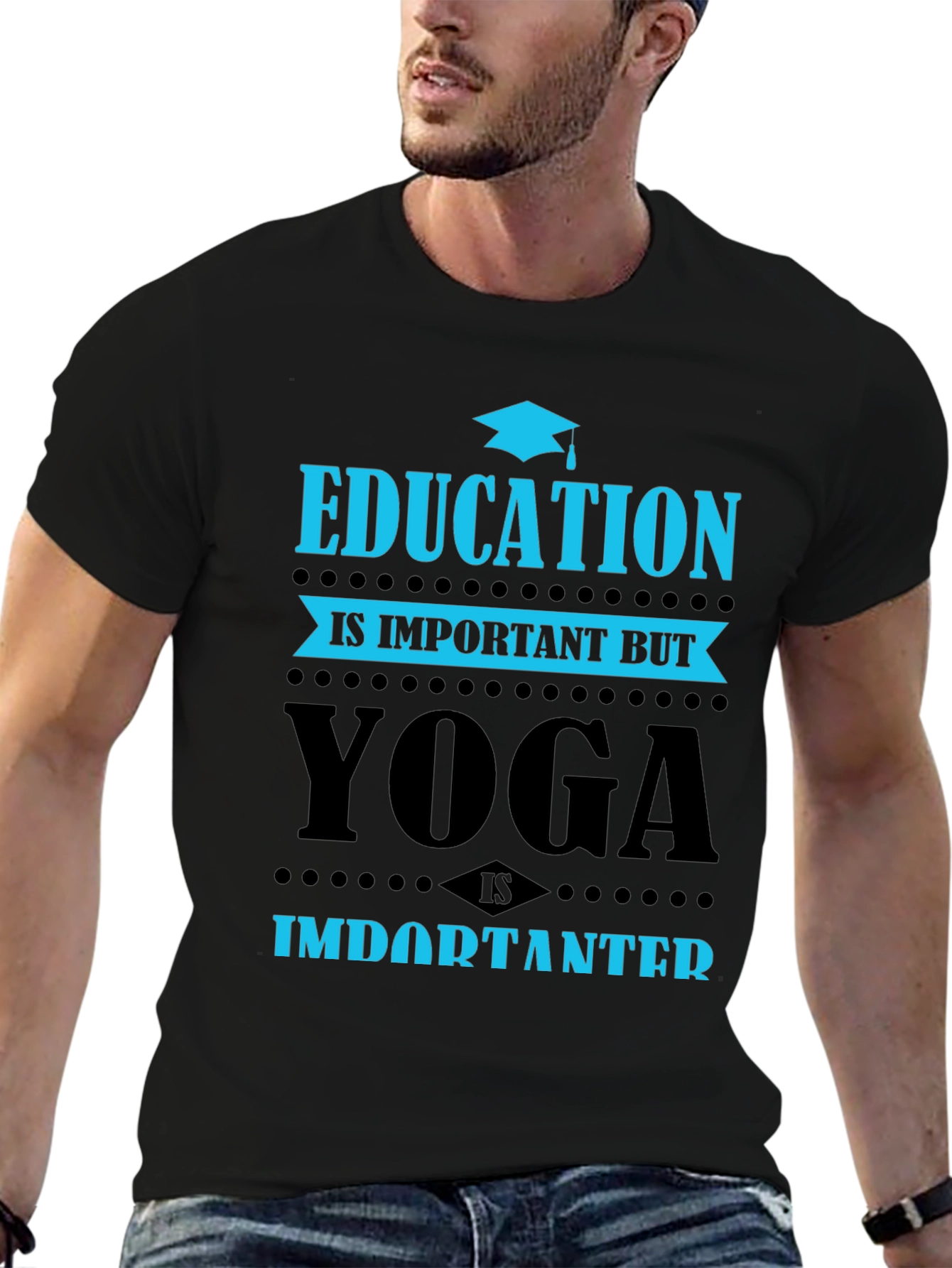Black Yoga Is Importanter T-Shirt view 6