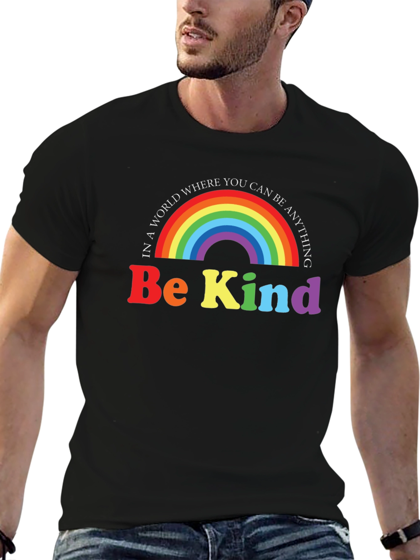 Black Be Kind Rainbow Graphic Tee view 6