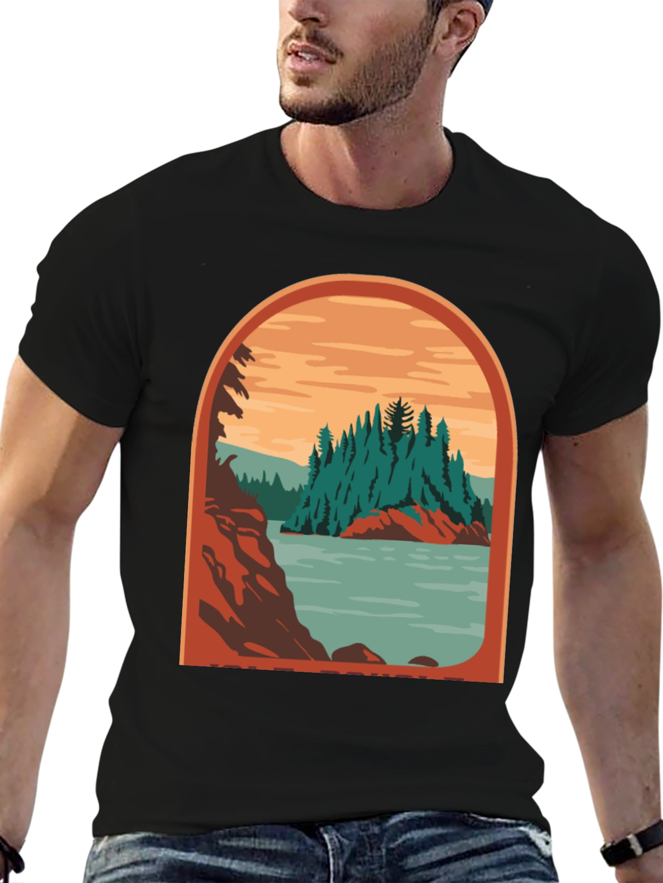 Black Retro Landscape Graphic Tee view 6
