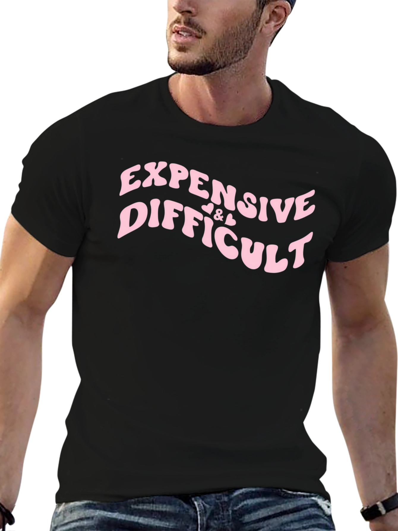 Black Expensive & Difficult Black Graphic Tee Shirt view 6