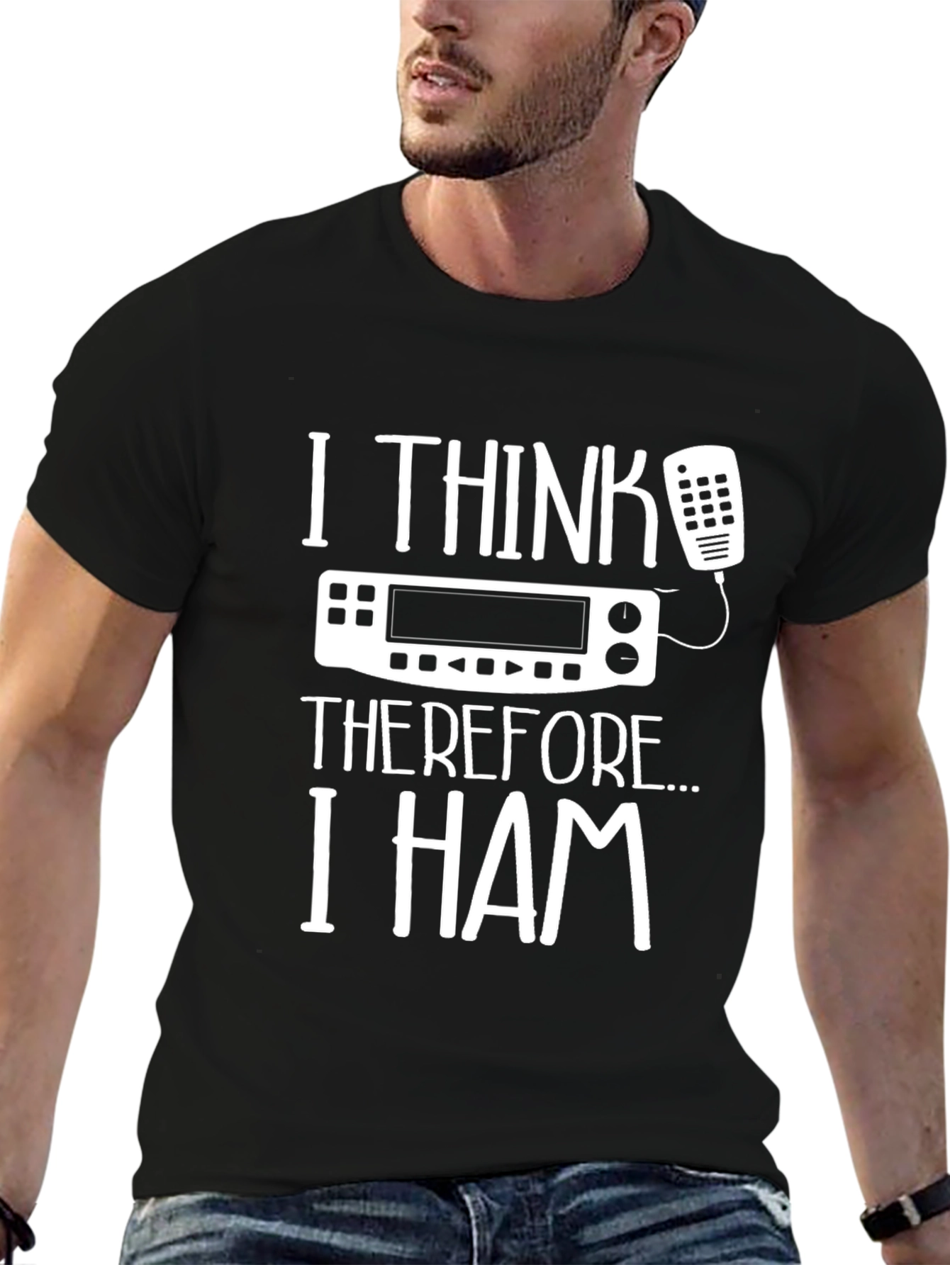Black I THINK THEREFORE I HAM T-Shirt - Amateur Radio Operator Tee view 6