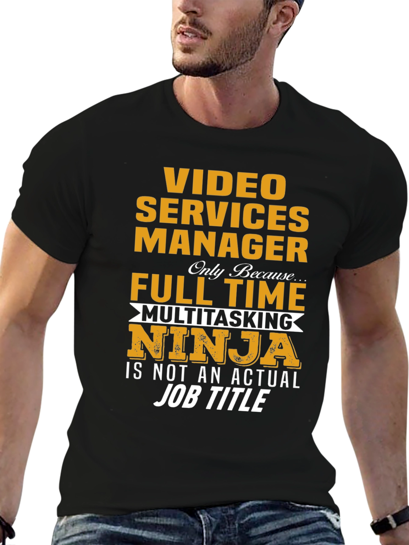 Black Video Services Manager Multitasking Ninja T-Shirt view 6
