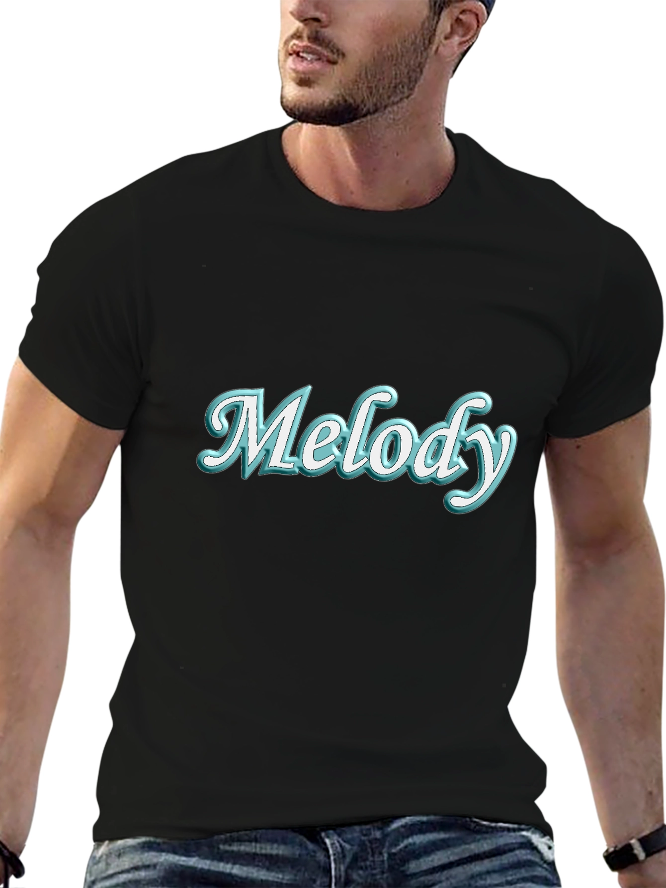 Black Melody Graphic Tee - Trendy Black T-Shirt view 6