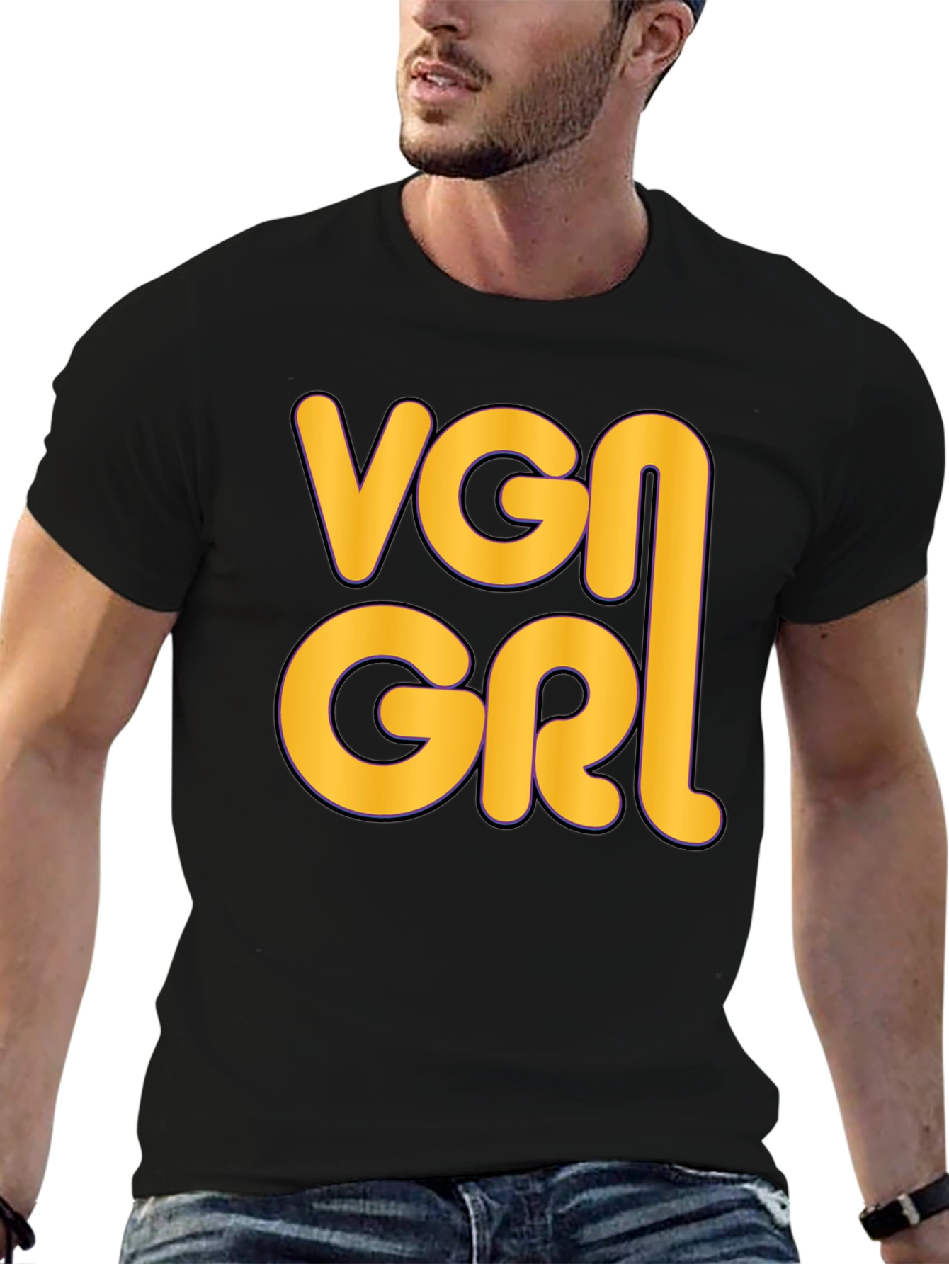 Black VGN GRL Graphic T-Shirt - Unique Design, Casual Wear view 6