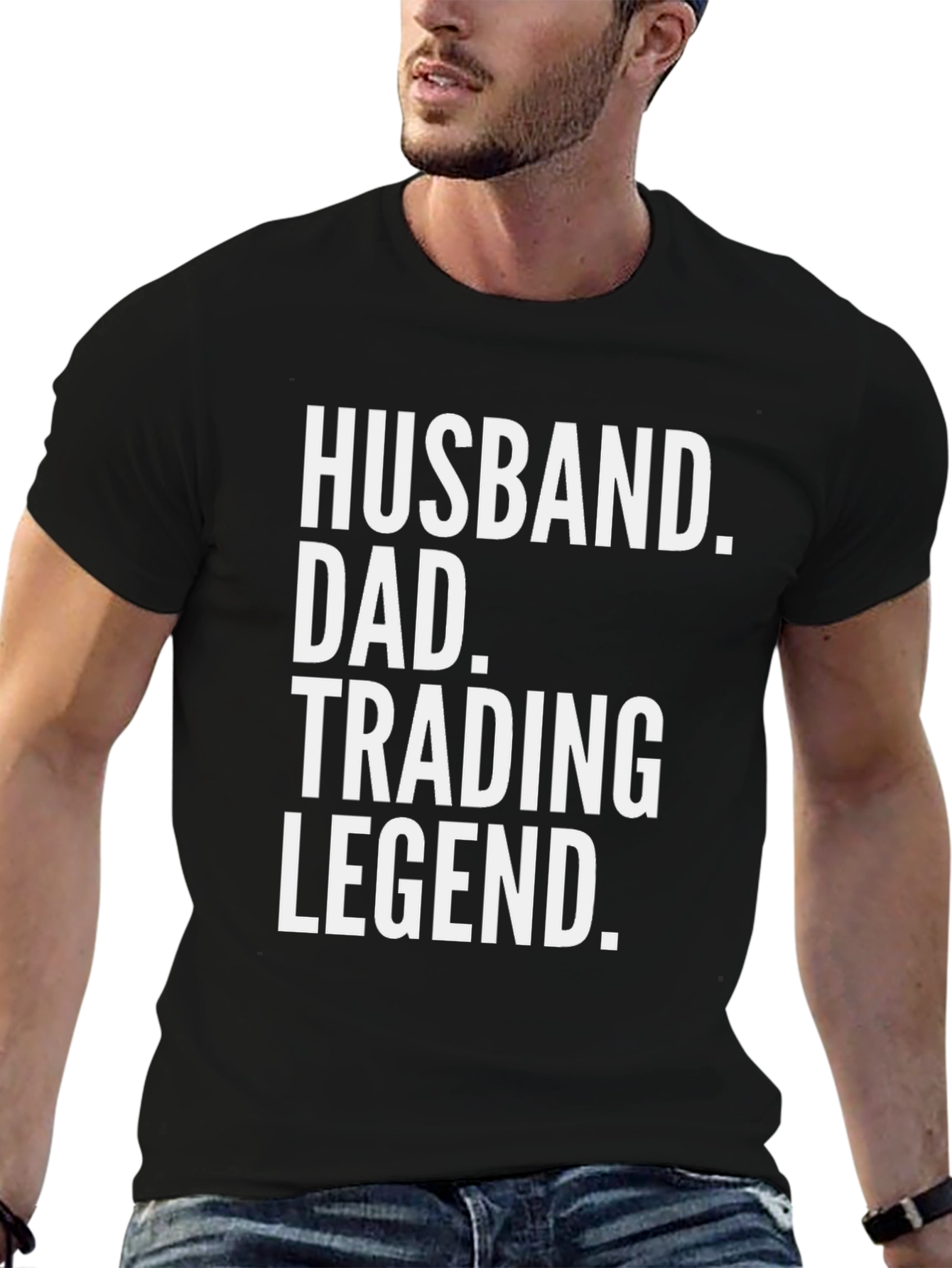 Black Husband Dad Trading Legend T-Shirt view 6