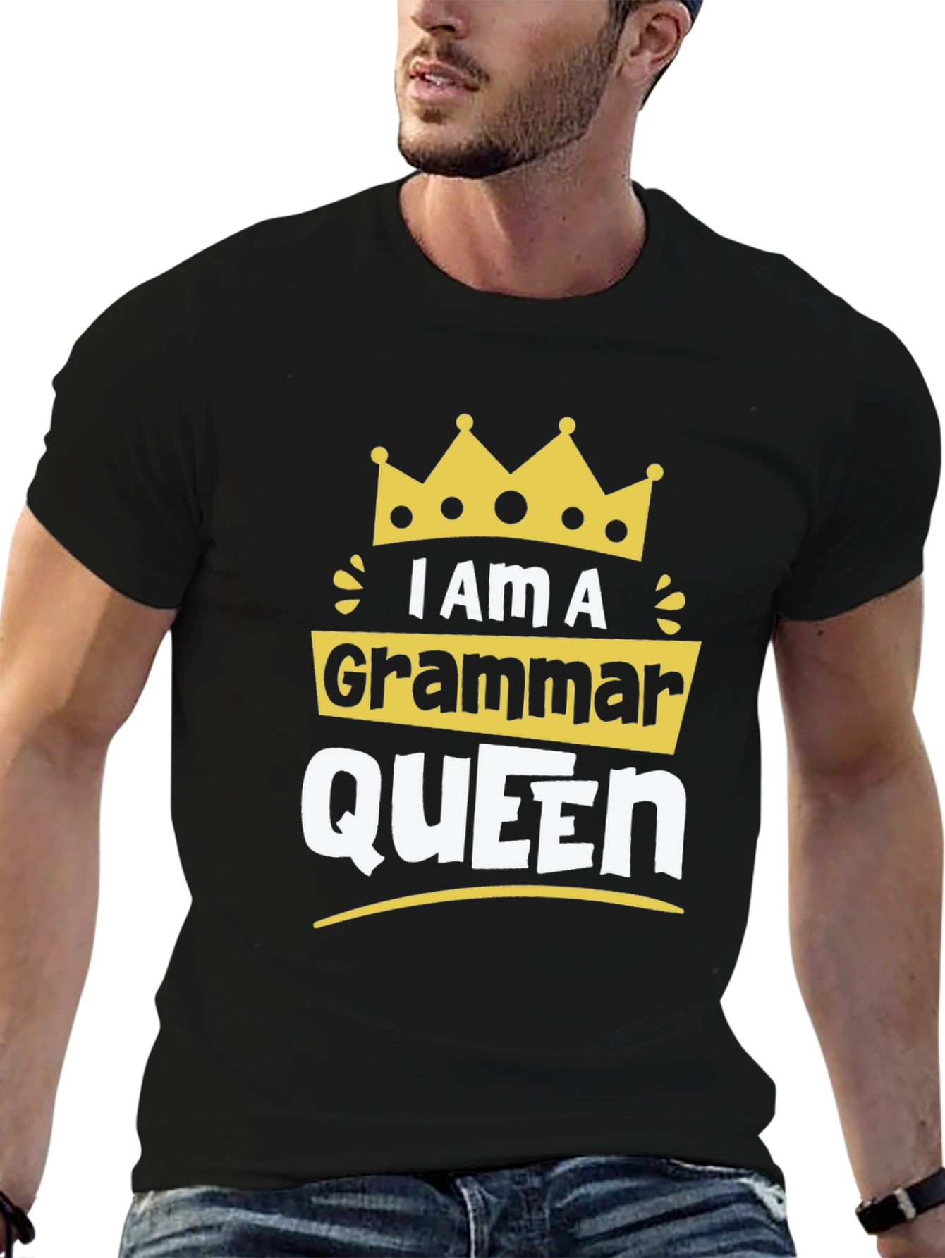 Black I Am A Grammar Queen Graphic T-Shirt view 6