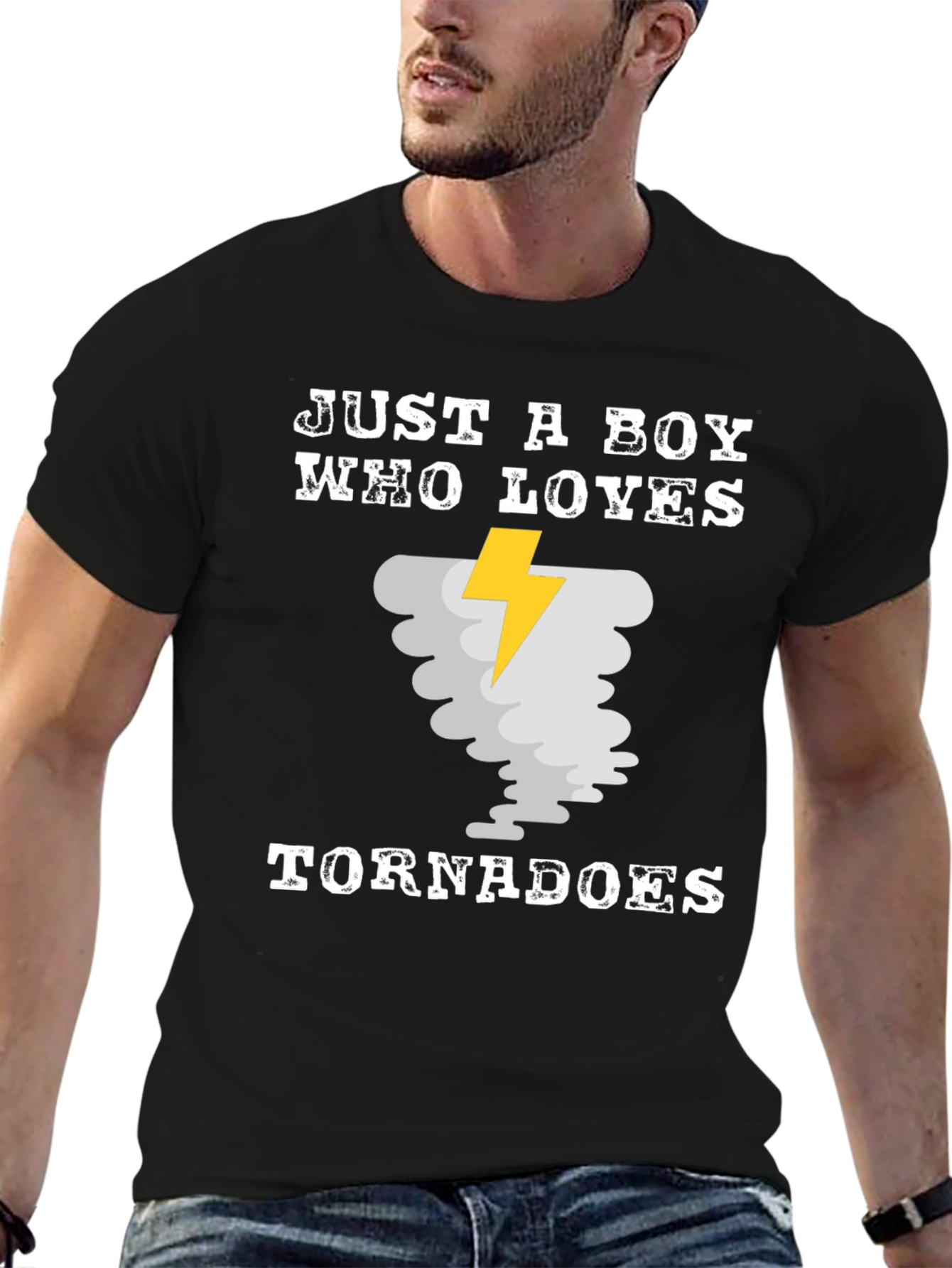 Black Boy Who Loves Tornadoes Graphic Tee view 6