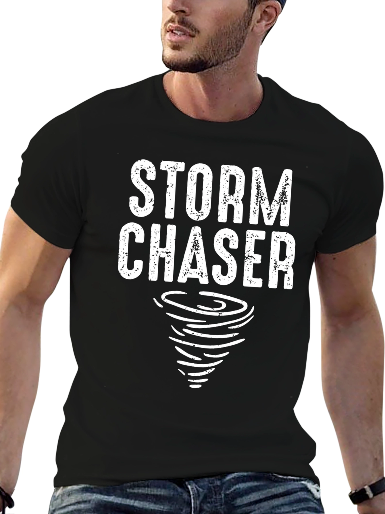 Black Storm Chaser Graphic Tee - Tornado Design view 6
