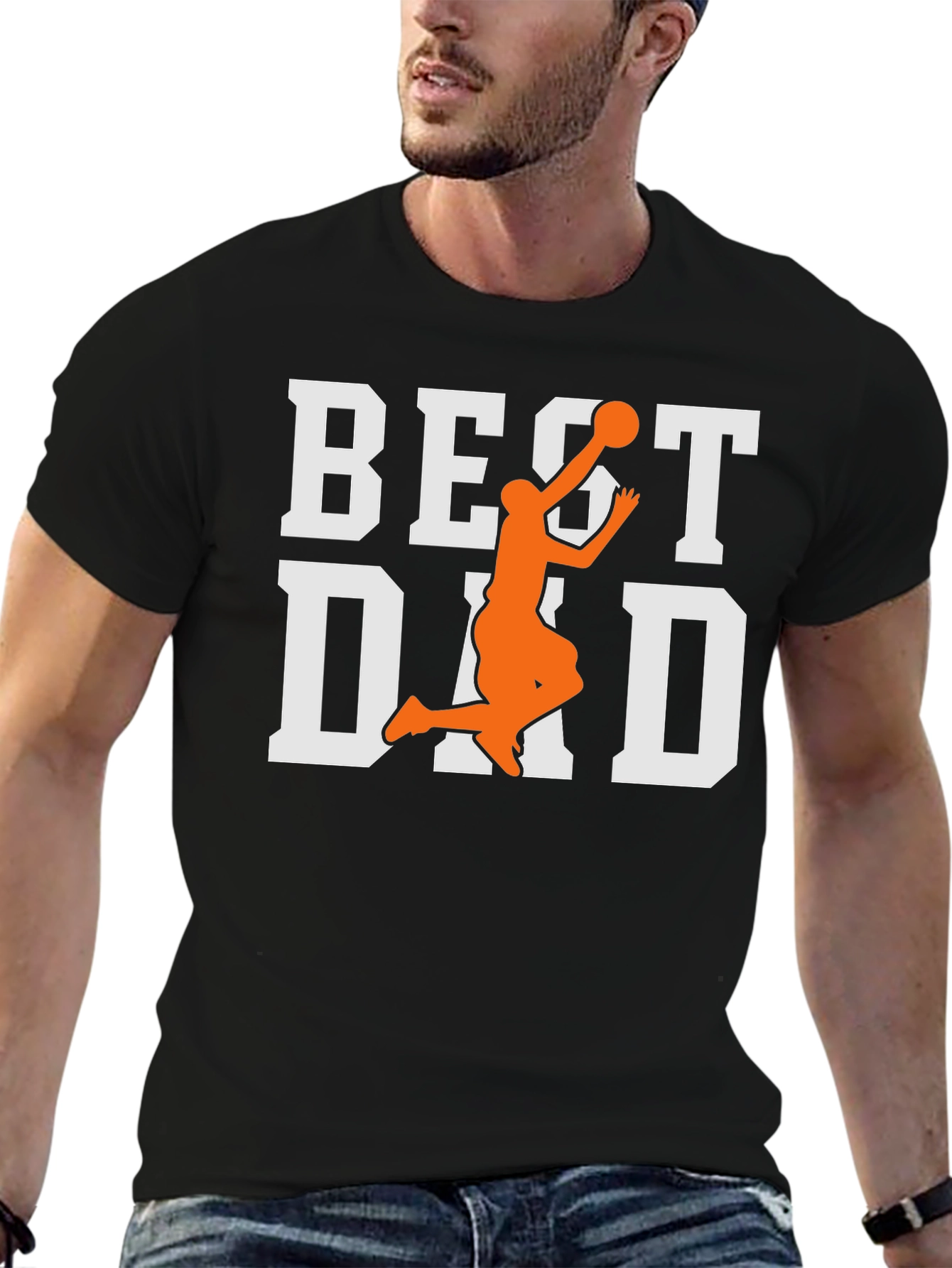 Black Best Dad Basketball Graphic Tee view 6