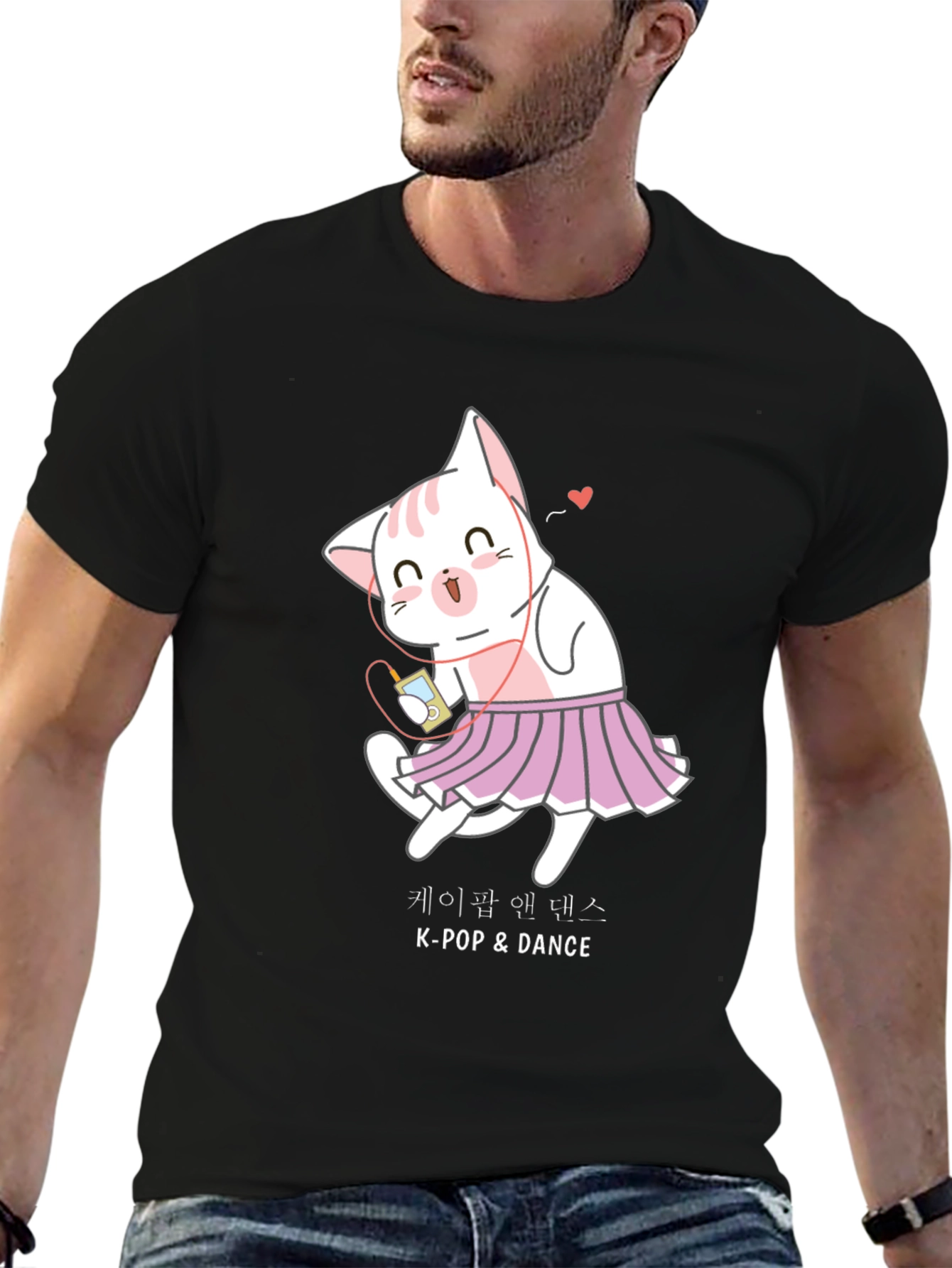 Black K-Pop Dance Cat T-Shirt view 6