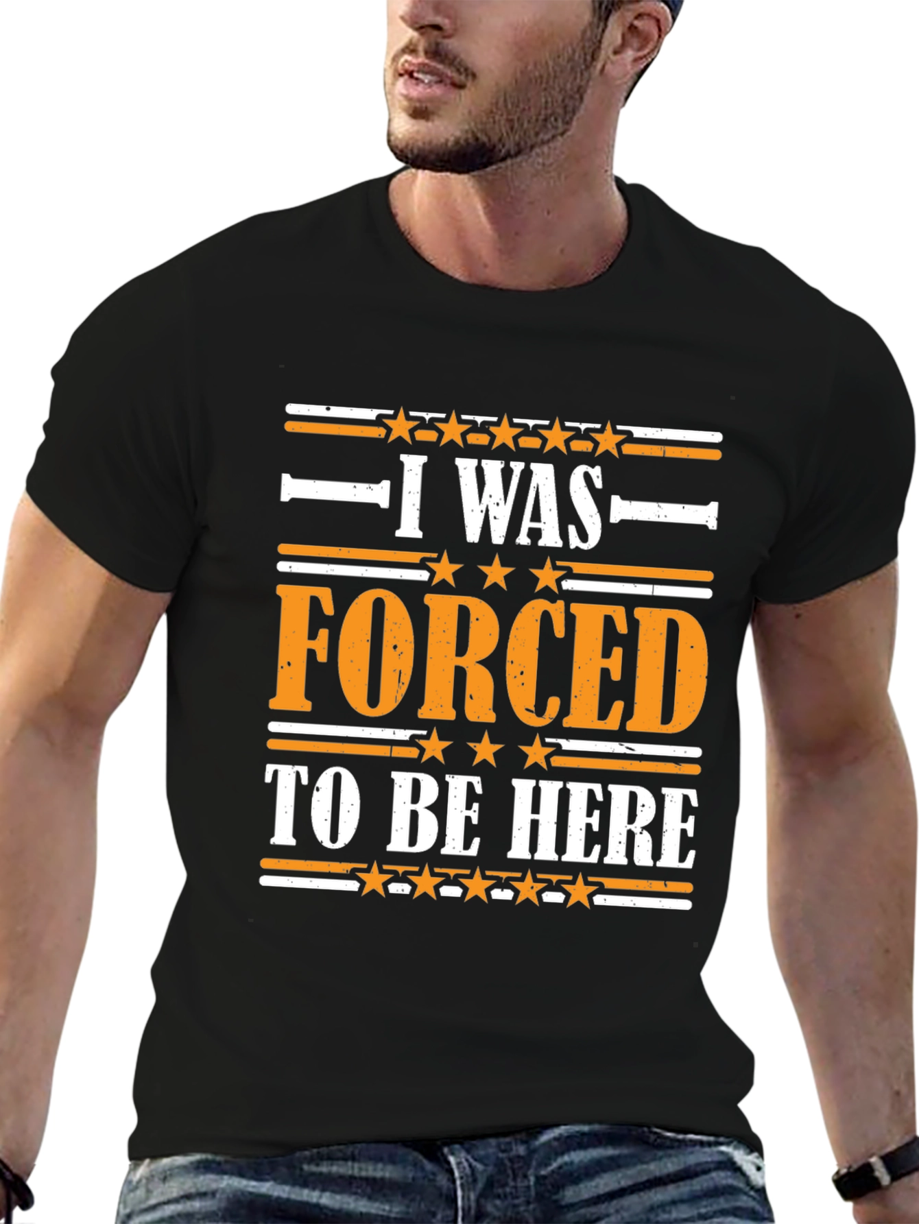 Black Funny 'I Was Forced to Be Here' Graphic T-Shirt view 6