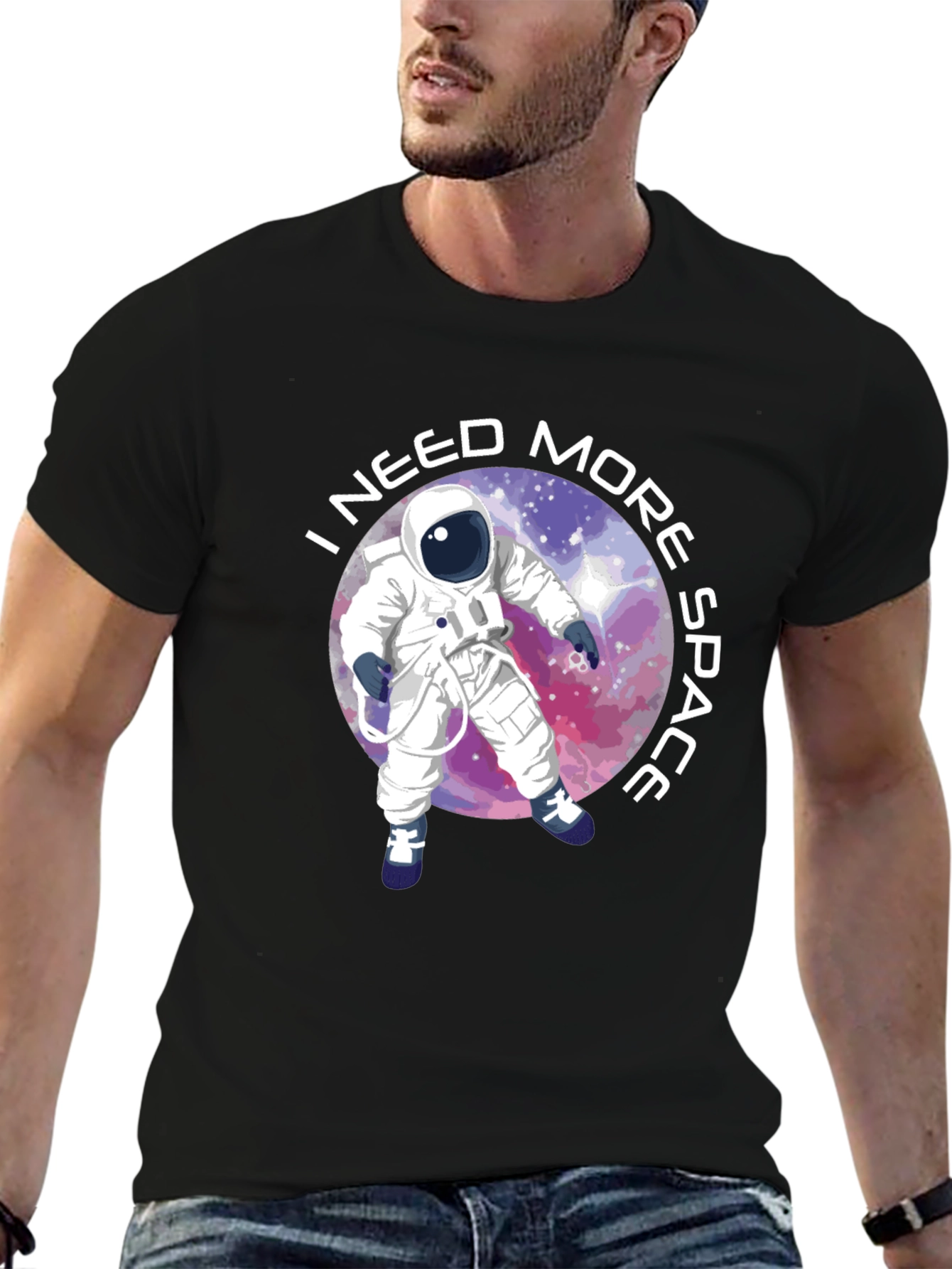 Black I Need More Space T-Shirt - Astronaut Design view 6