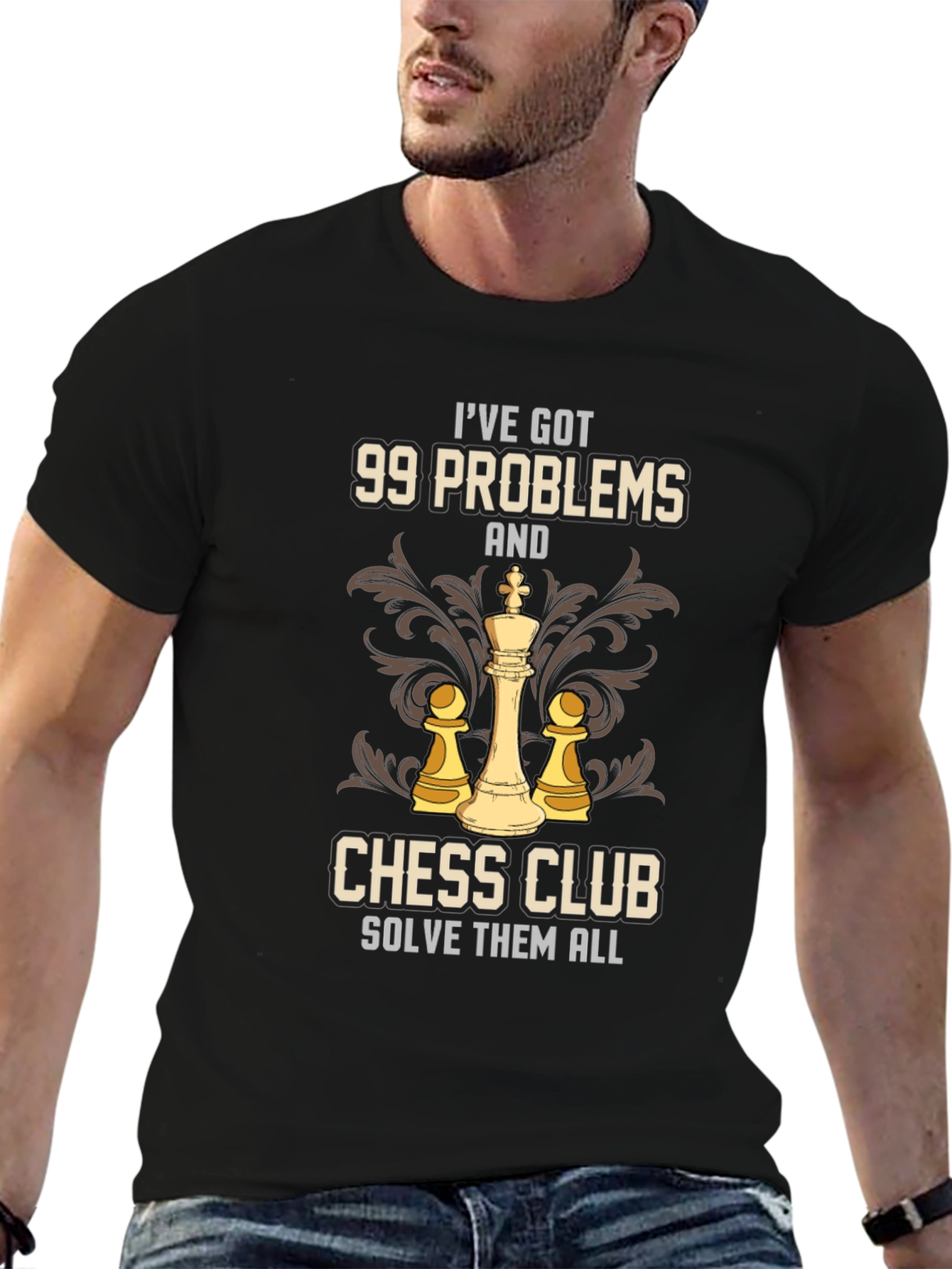 Black 99 Problems Chess Club Solve Them All T-Shirt view 6