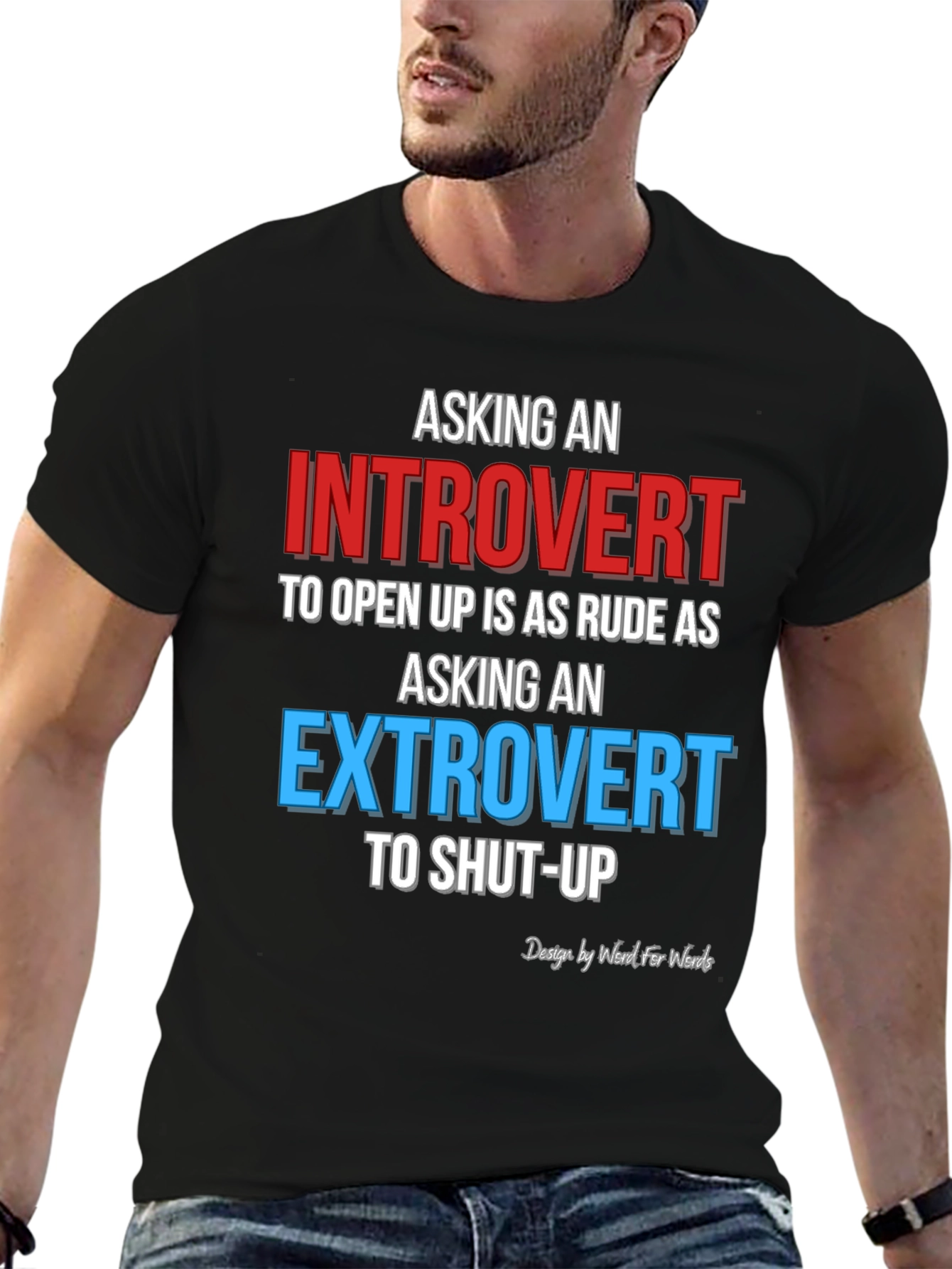 Black Introvert Extrovert Funny T-Shirt view 6