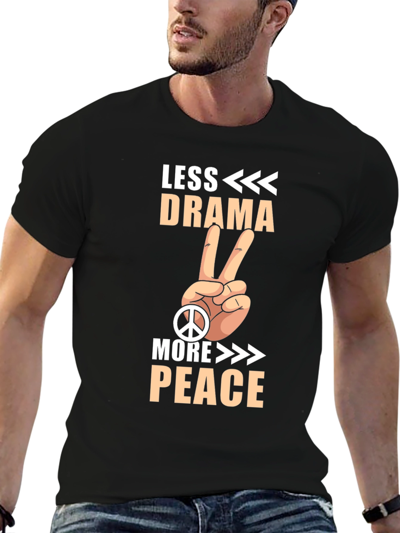 Black Less Drama More Peace Graphic Tee view 6