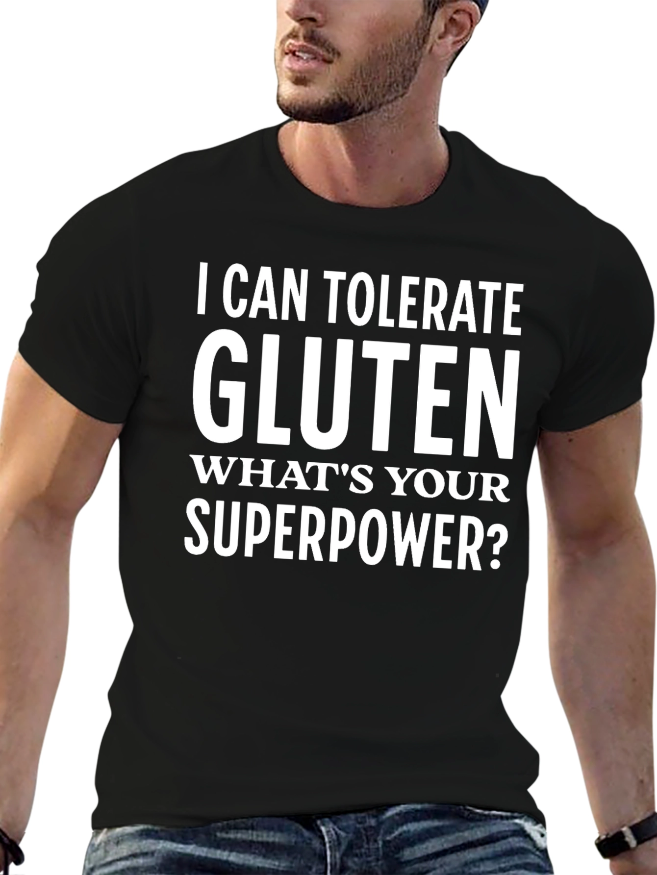 Black I Can Tolerate Gluten Graphic T-Shirt view 6