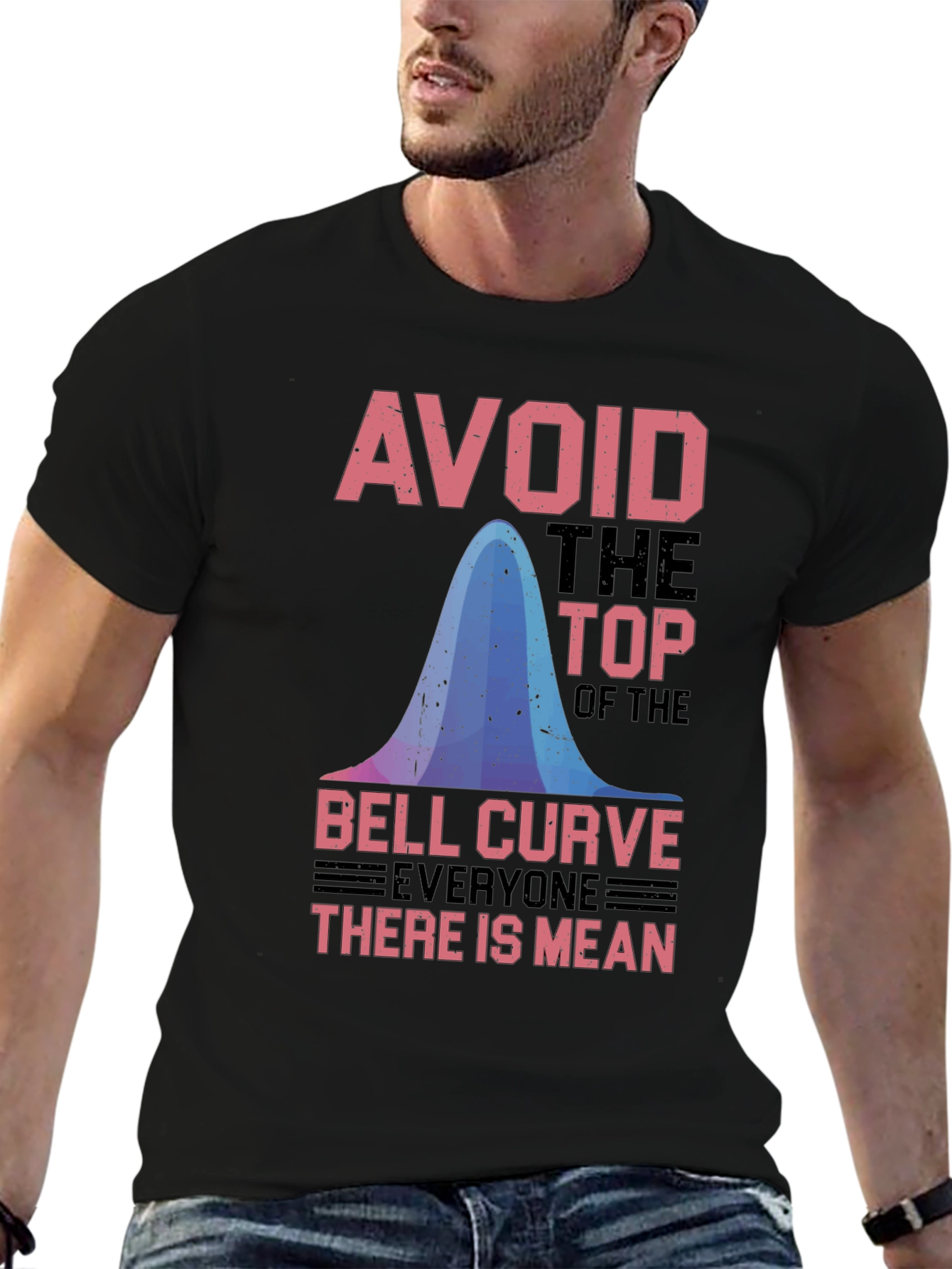 Black Avoid the Top Bell Curve T-Shirt view 6