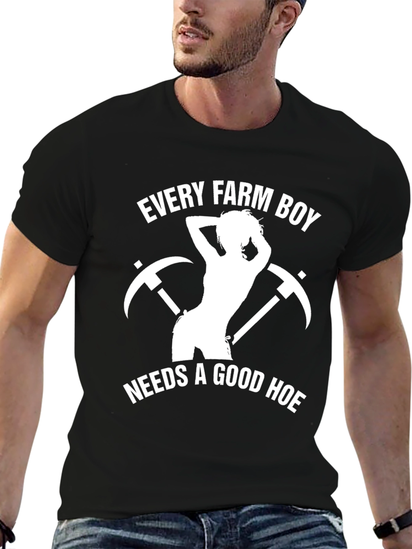 Black Every Farm Boy Needs A Good Hoe T-Shirt view 6