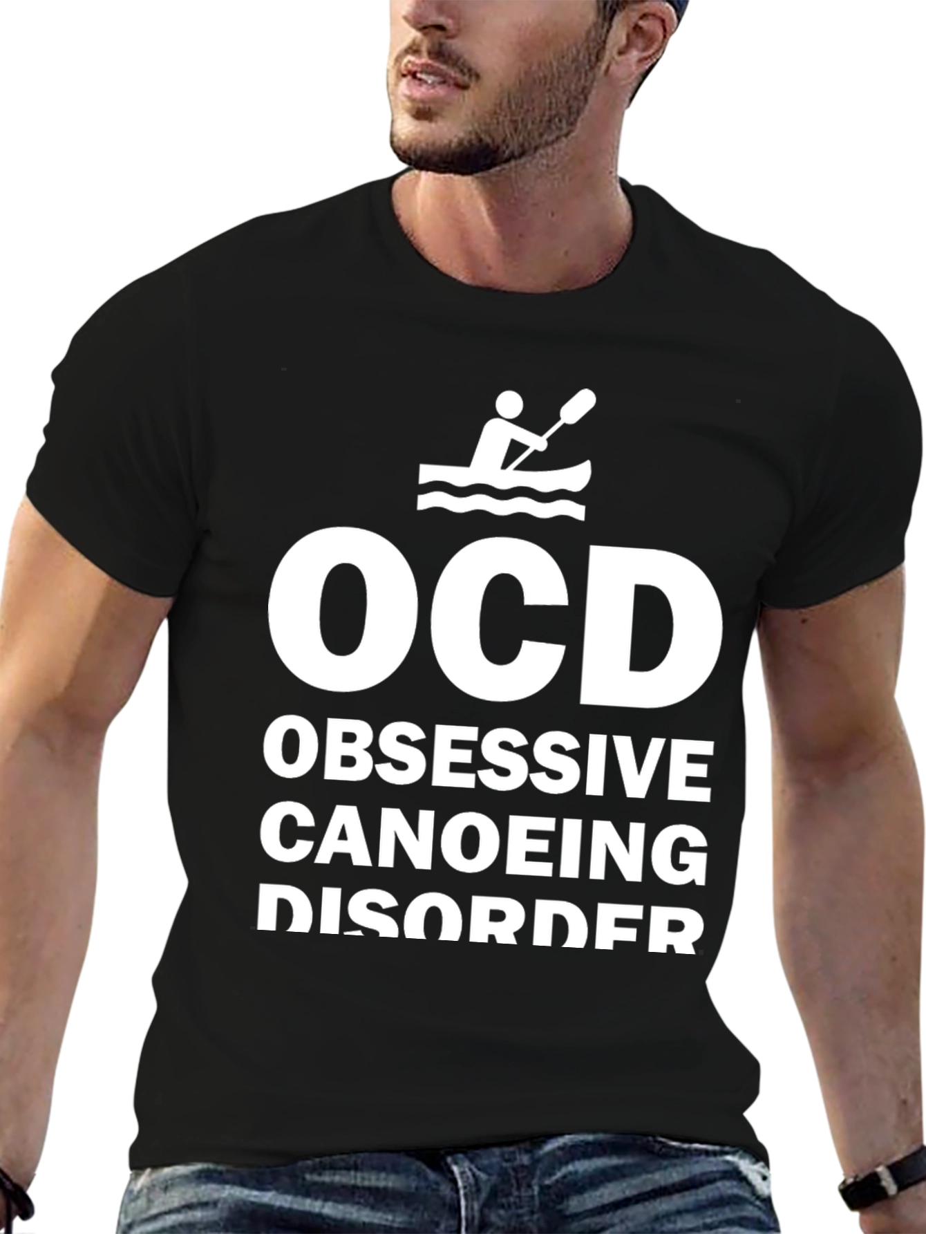 Black OCD Obsessive Canoeing Disorder Novelty T-Shirt view 6