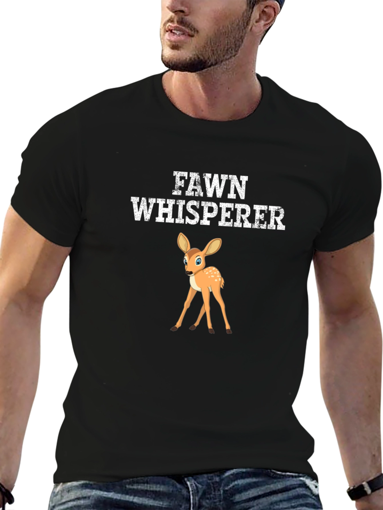Black Fawn Whisperer Graphic Tee - Black Cotton T-Shirt view 6